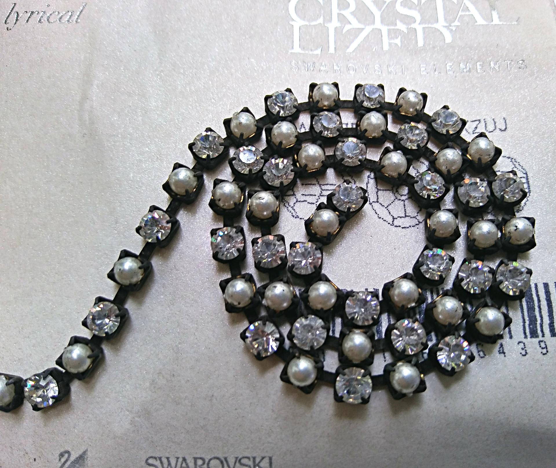 16ss Vintage Swarovski Rhinestone Chain in Crystal and Pearl (4mm) 0.5/1/2/5/15 Meters Wedding Bridal Supplies|Jewelry Making|Decoration