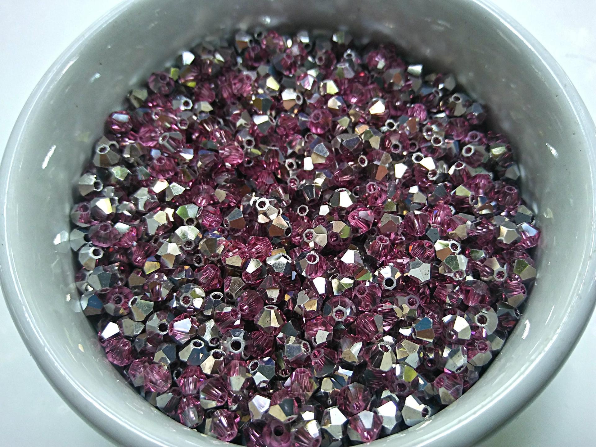 4mm Swarovski Rose Comet Argent Light Bicones 36/72/144/432/720 Pieces rare beads, embroidery materials, decorations, wedding