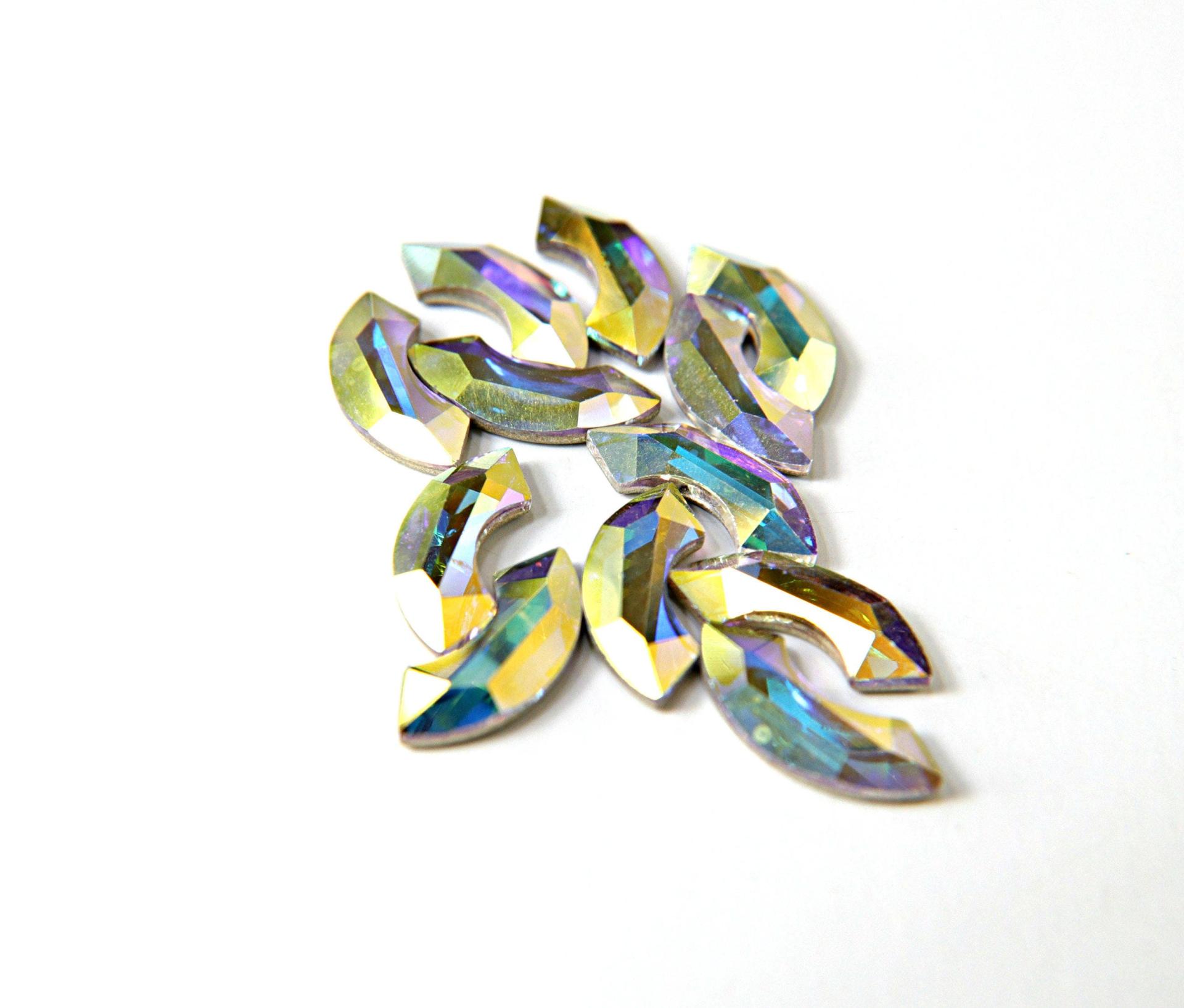 SWAROVSKI 2037 Eclipse Flat Back non hotfix crystal Crystal/Light Siam/Crystal AB/ Light Smoked Topaz/Aquamarine 6/24 Pieces