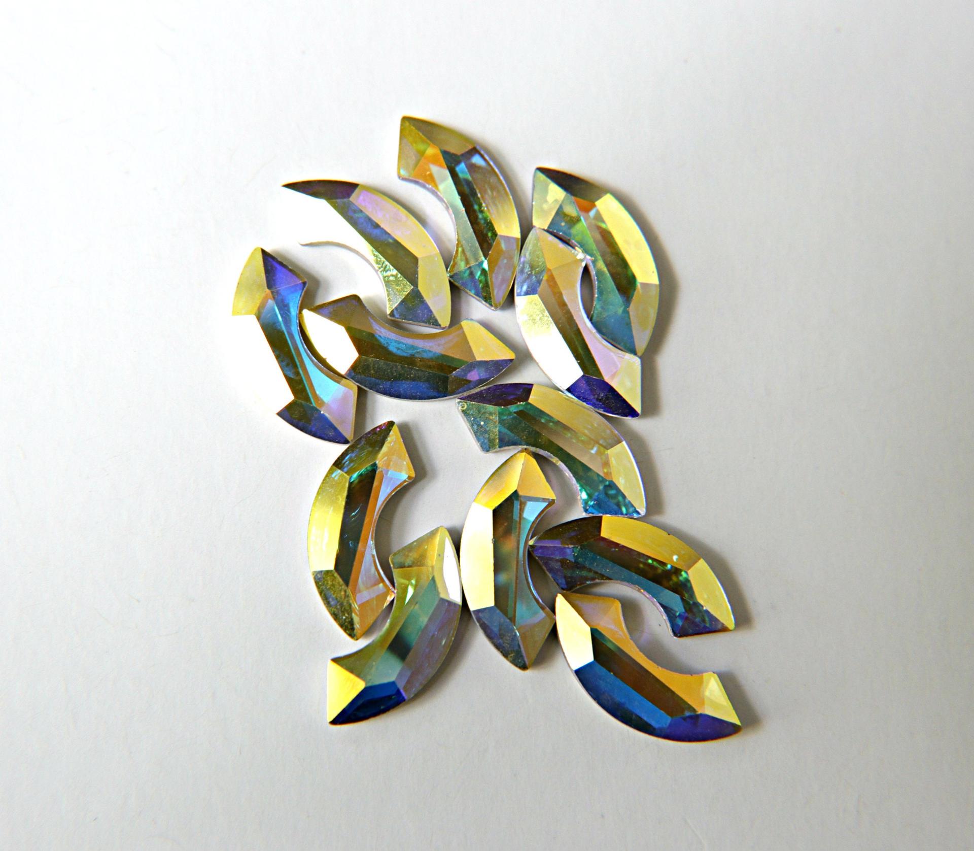 SWAROVSKI 2037 Eclipse Flat Back non hotfix crystal Crystal/Light Siam/Crystal AB/ Light Smoked Topaz/Aquamarine 6/24 Pieces