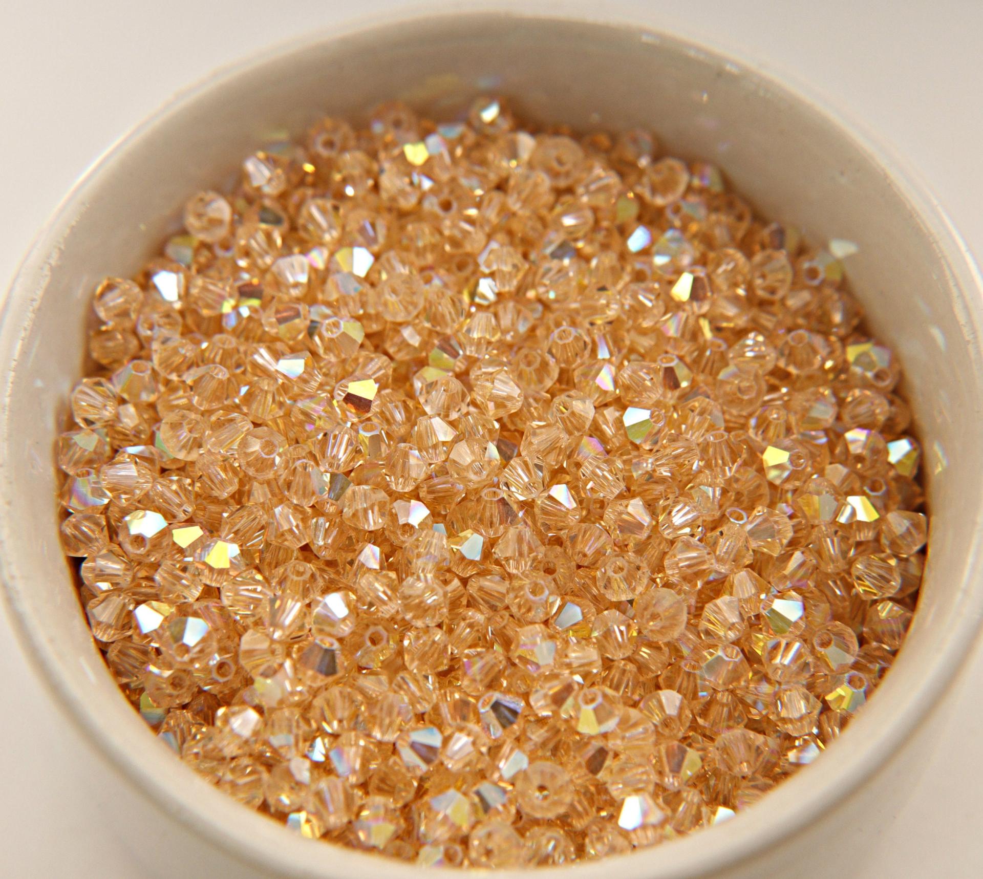 4mm Swarovski Light Peach AB Bicones beads 36/72/144/432/720 Pieces, rainbow beads, craft supplies, jewelry making