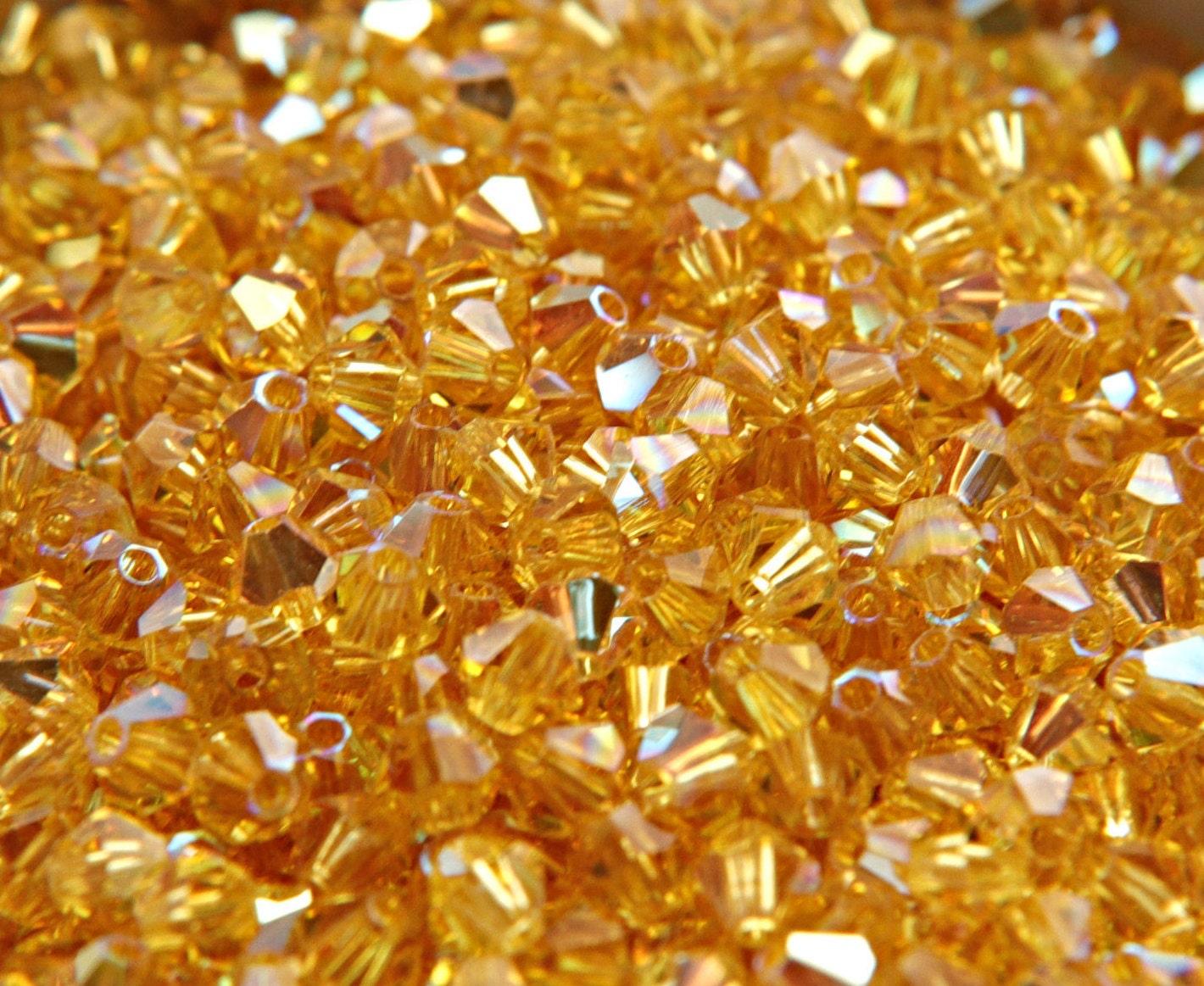 4mm Swarovski Light Topaz Aurore Boreale Bicones 36/72/144/432/720 Pieces rainbow beads, jewelry making, couture embellishments, embroidery