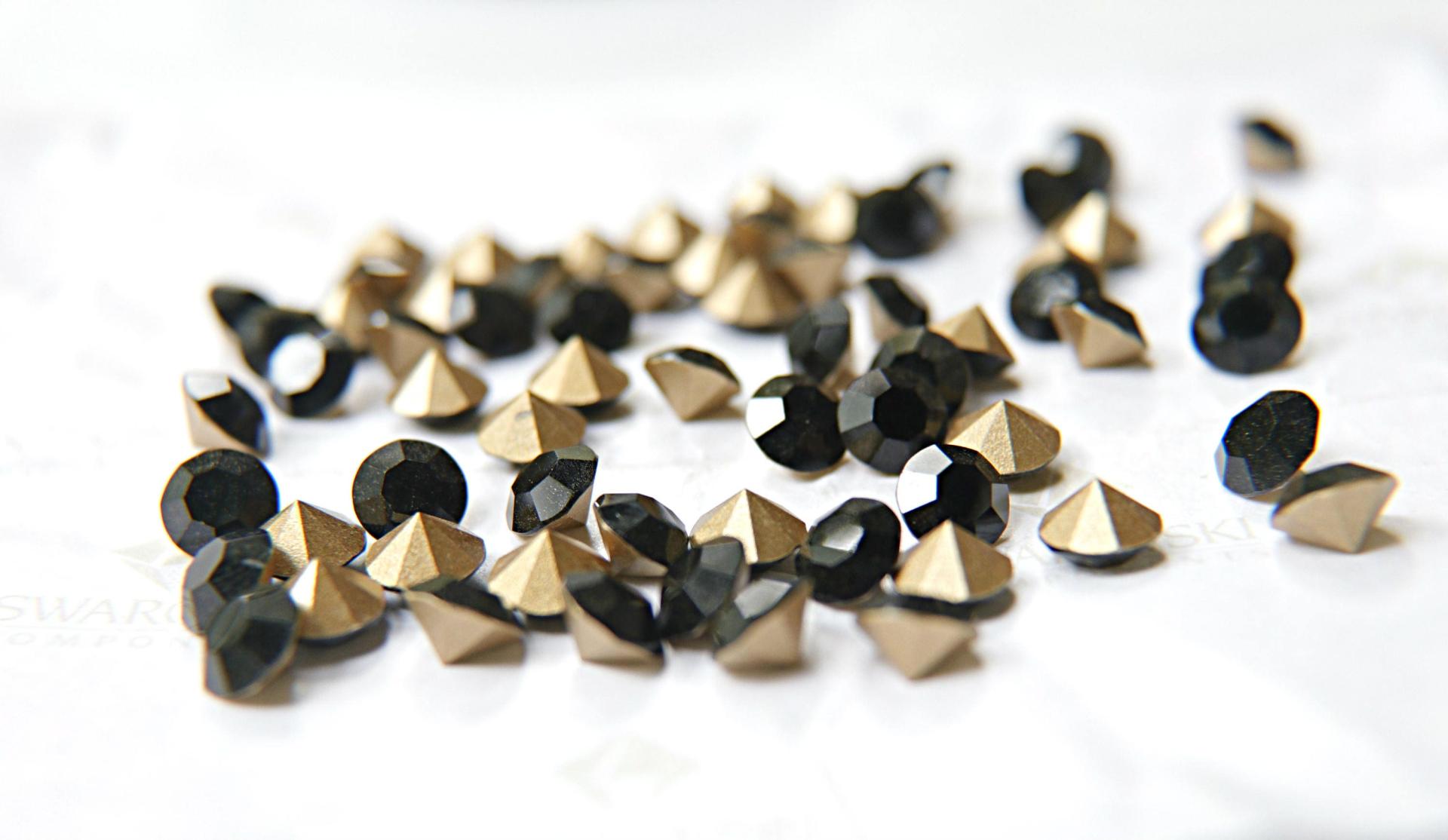 Swarovski 24ss/28ss/38ss Chaton Round Jet Black 6/12/24/100/300/500 Pieces