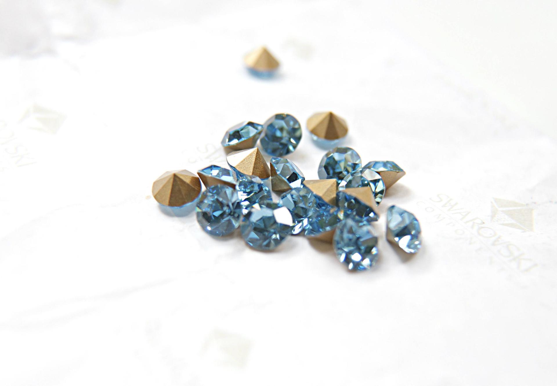 Swarovski 24ss/28ss/38ss Chaton Round Aquamarine (202) 6/12/24/100/300/500 Pieces