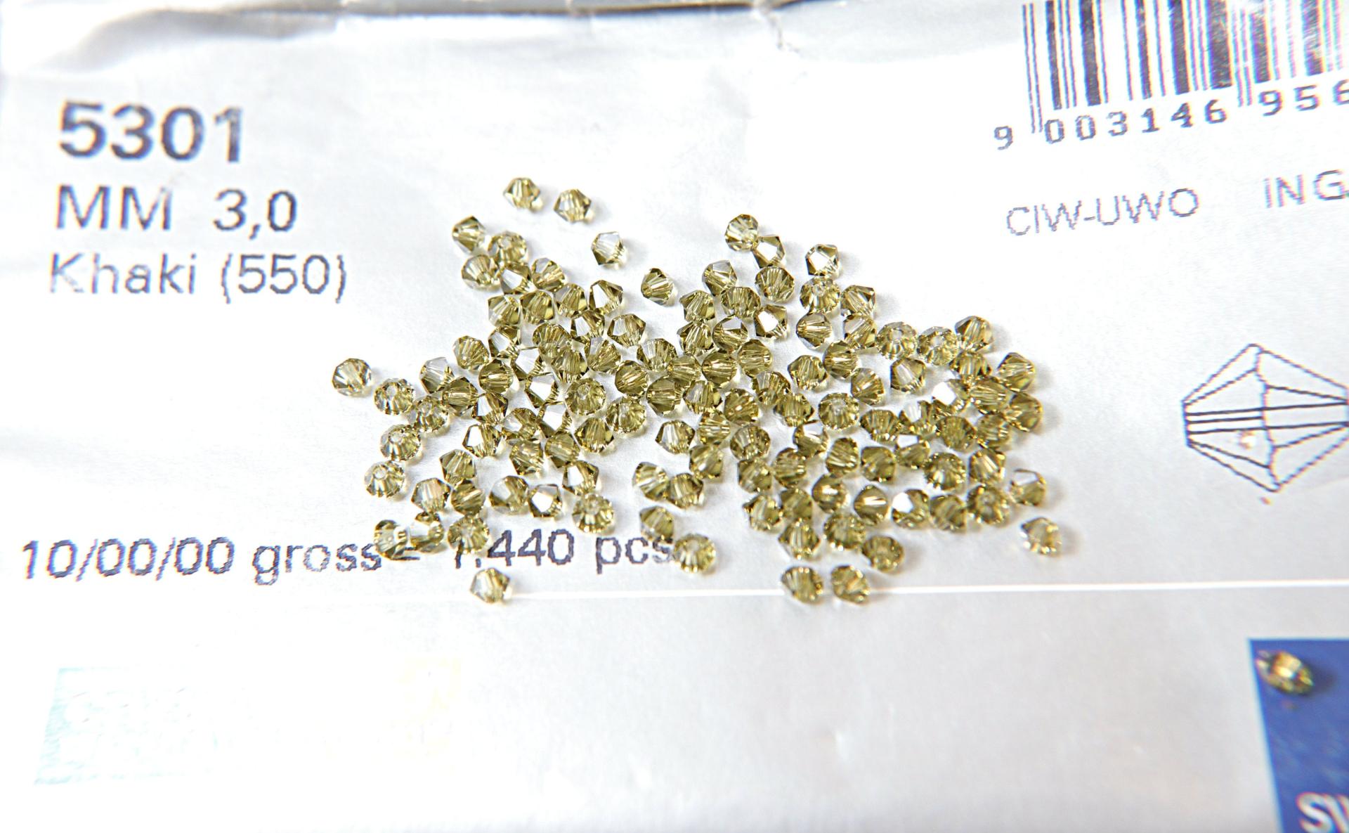 3mm Khaki Swarovski Bicone 36/72/144/432/720 Pieces (550) Jewelry findings, embroidery materials, jewelry making, craft supplies, vintage