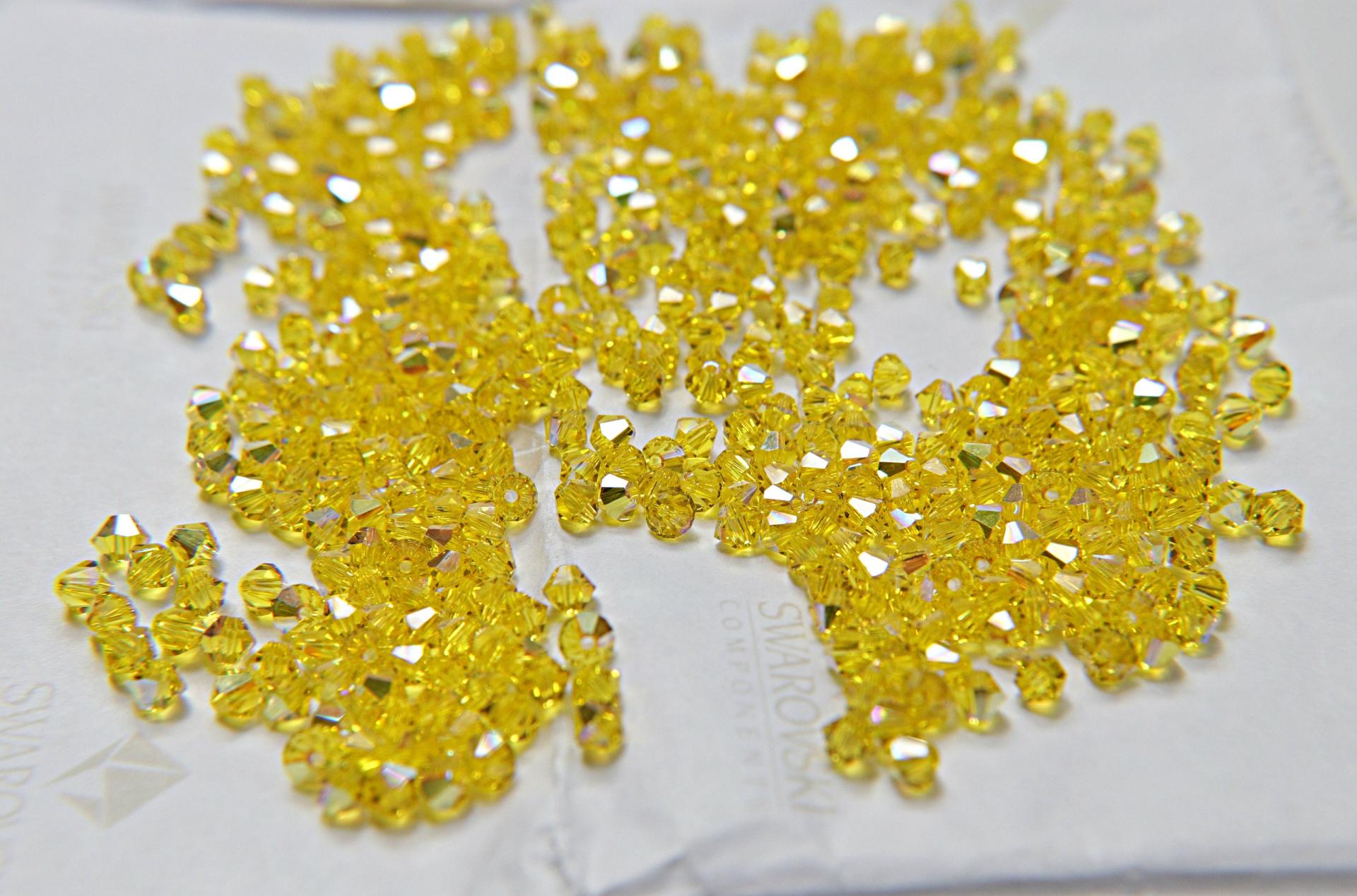 4mm Citrine Aurore Boreale Swarovski Bicone Cuts AB beads 36/72/144/432/720 Pieces rainbow beads, jewelry making, couture embellishments