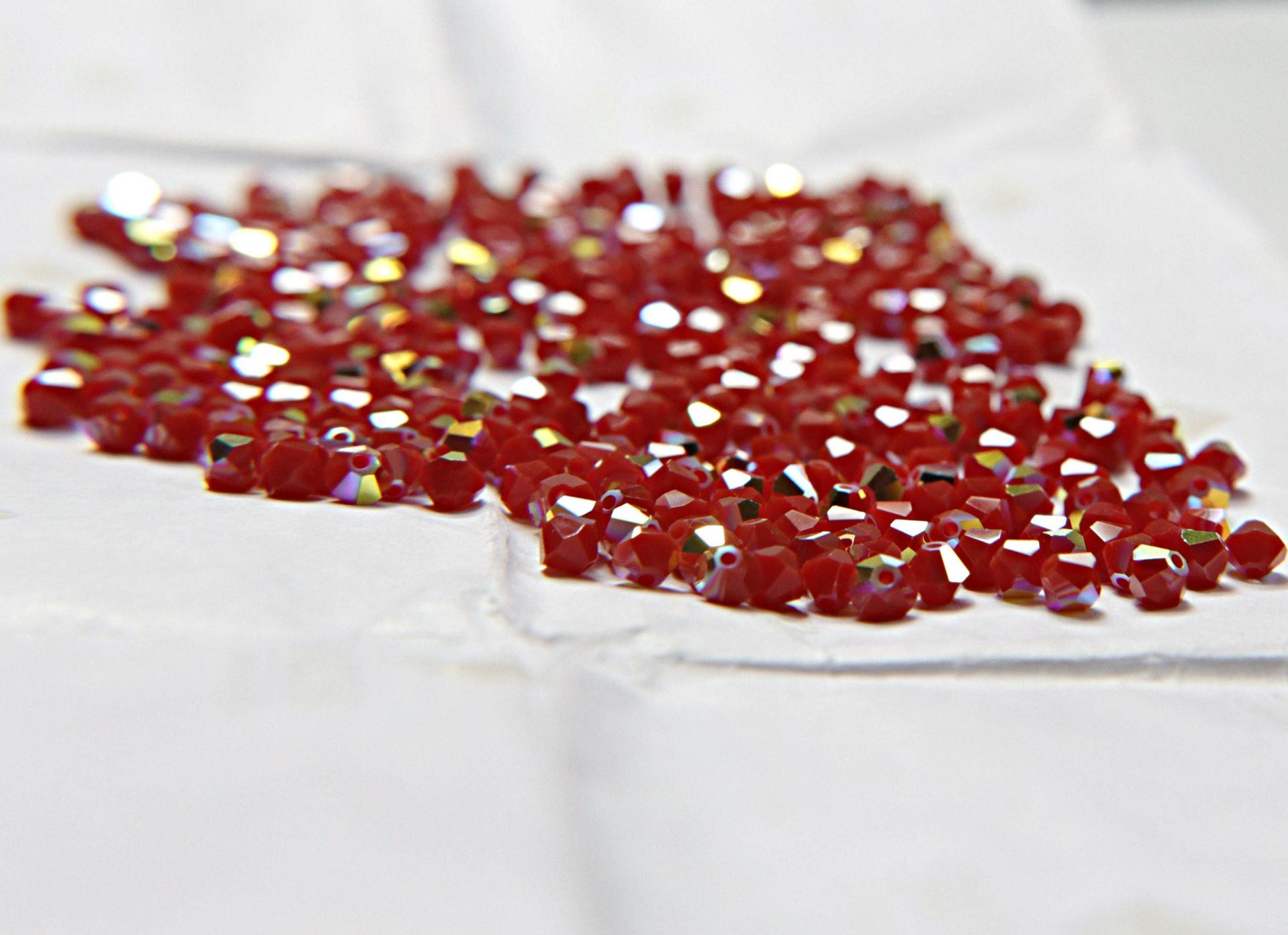 4mm Dark Red Coral Aurore Boreale Swarovski Bicone beads Cuts 36/72/144/432/1000 Pieces jewelry making materials