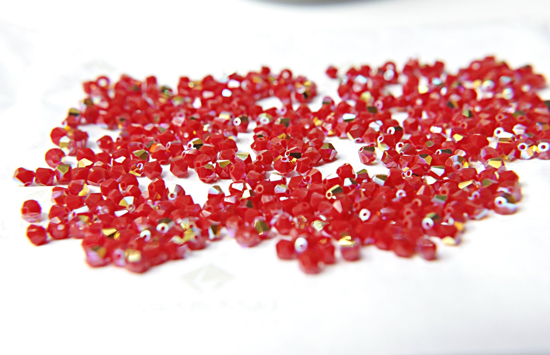 4mm Dark Red Coral Aurore Boreale Swarovski Bicone beads Cuts 36/72/144/432/1000 Pieces jewelry making materials