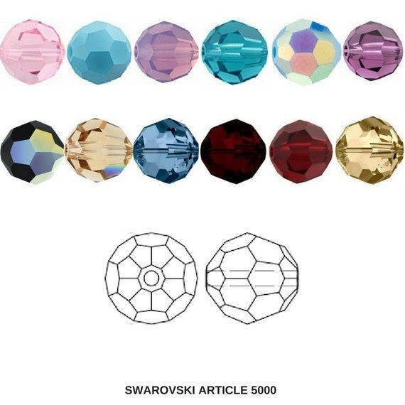 8mm Swarovski 5000 Faceted Round Beads (32 Colors) 6/12/36/72/144 Pieces Jewelery making beads, embellishments, VINTAGE FINDINGS, rare beads