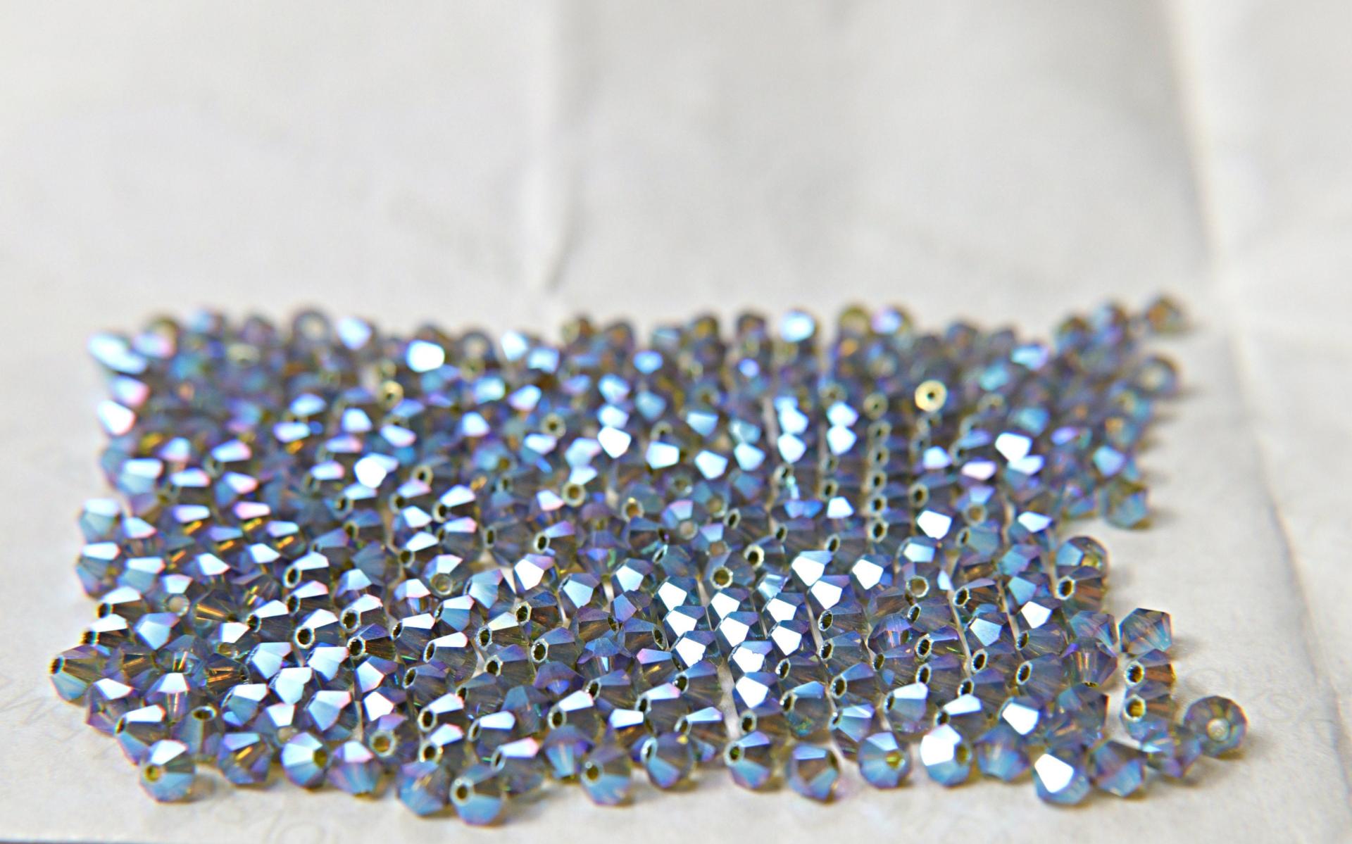 Swarovski (3/4mm) Olivine AB 2X FC Bicones 36/72/144/432/720 Pieces (228 AB) rainbow beads, jewelry making, couture embellishments