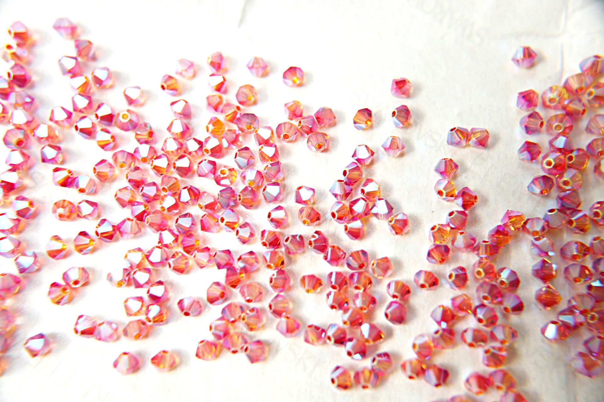 4mm Swarovski Fireopal AB 2X FC Bicones Rainbow Beads 36/72/144/432/720 Pieces (237) jewelry making rare findings, couture embellishments