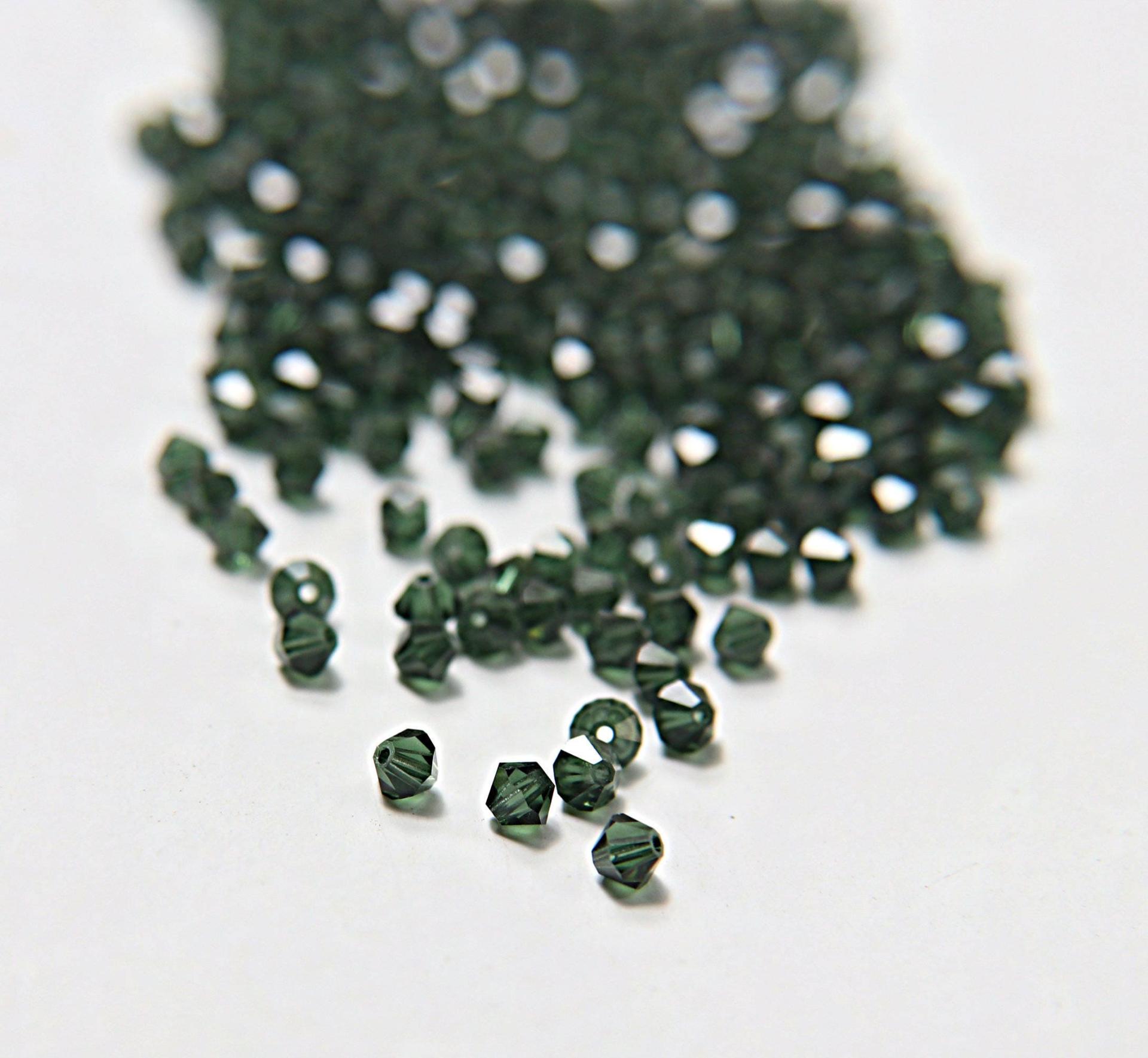 4mm MORION Swarovski Bicone beads 36/72/144/432/720 Pieces jewelry beads, embroidey wedding decorations, rare vintage forest green beads