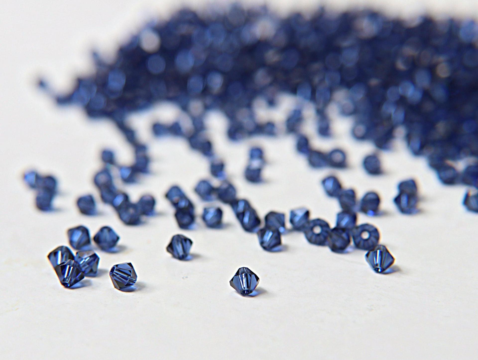 Dark Sapphire Swarovski Bicone beads (4mm) 36/72/144/432/720 Pieces VINTAGE SWAROVSKI, jewelry making, embroidery materials, craft supply