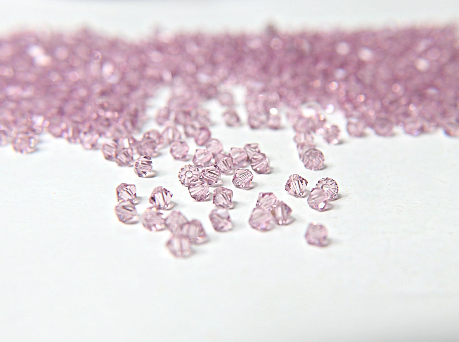 Light Amethyst (4mm) Swarovski Bicone Beads 36/72/144/432/720 Pieces (212) jewelry making, vintage findings, embroidery materials, gemstone