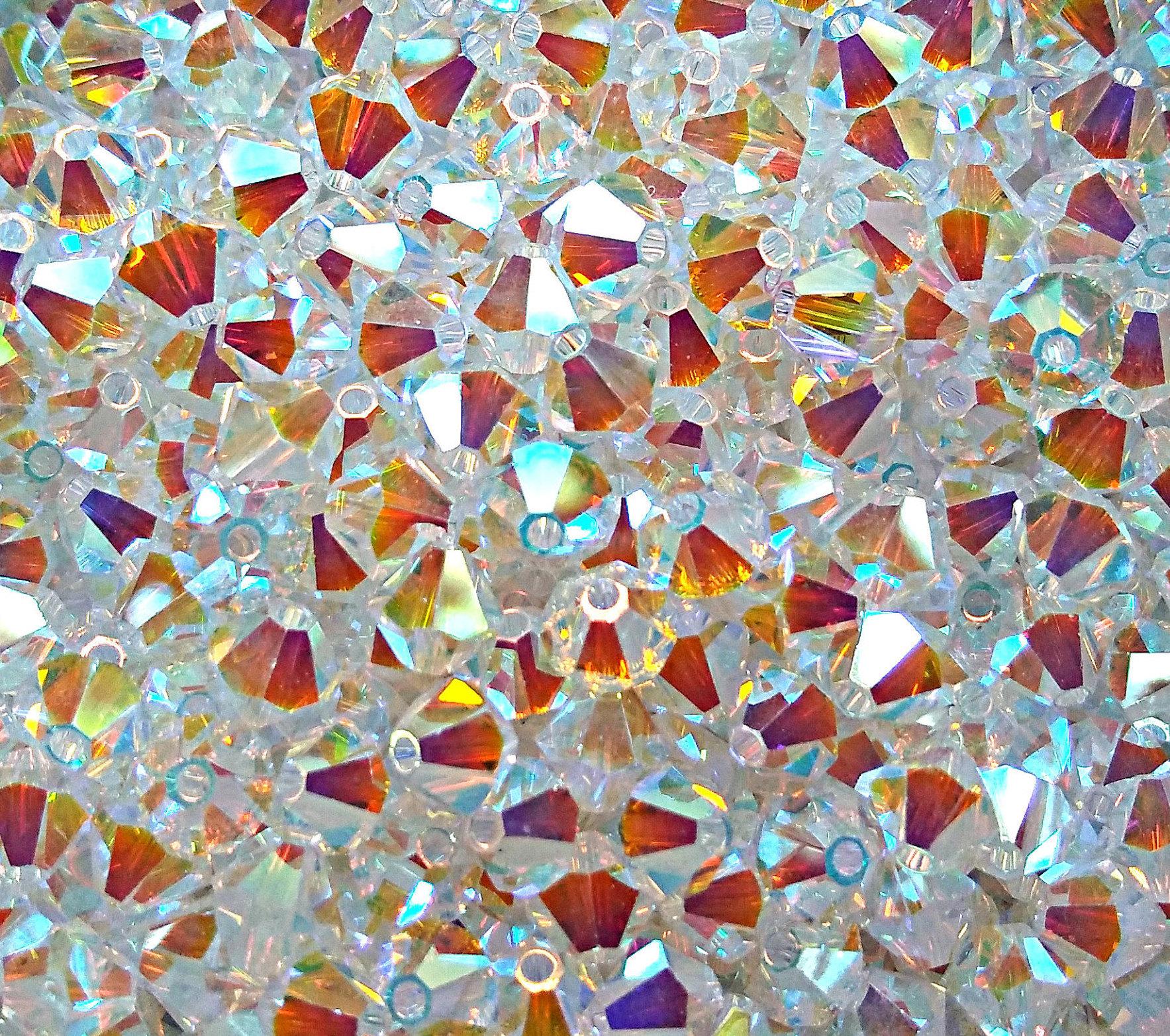 3/4 mm Crystal 2X Aurore Boreale Swarovski Bicone beads rainbow 50 Gross rainbow beads, jewelry making, couture