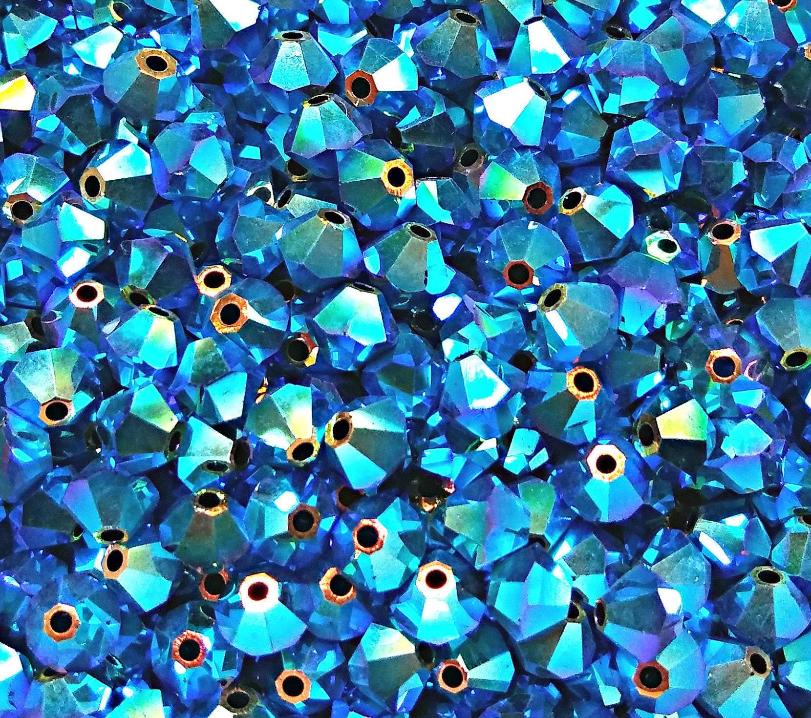 3/4mm Jet 2X Aurore Boreale Swarovski Bicone Beads 36/72/144/432/720 Pieces (280) rainbow beads, jewelry making, couture embellishment