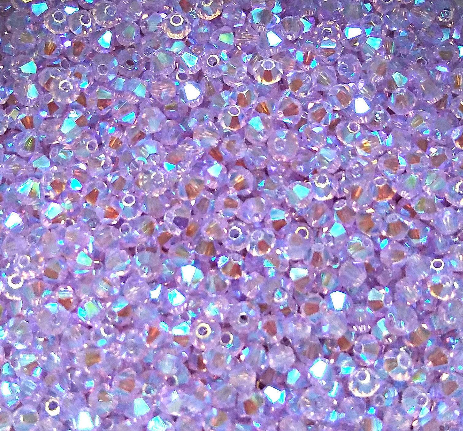 3/4mm Swarovski Violet AB 2X FC Bicones Rainbow Beads 36/72/144/432/720 Pieces vintage rare jewelry findings, embroidery materials, couture