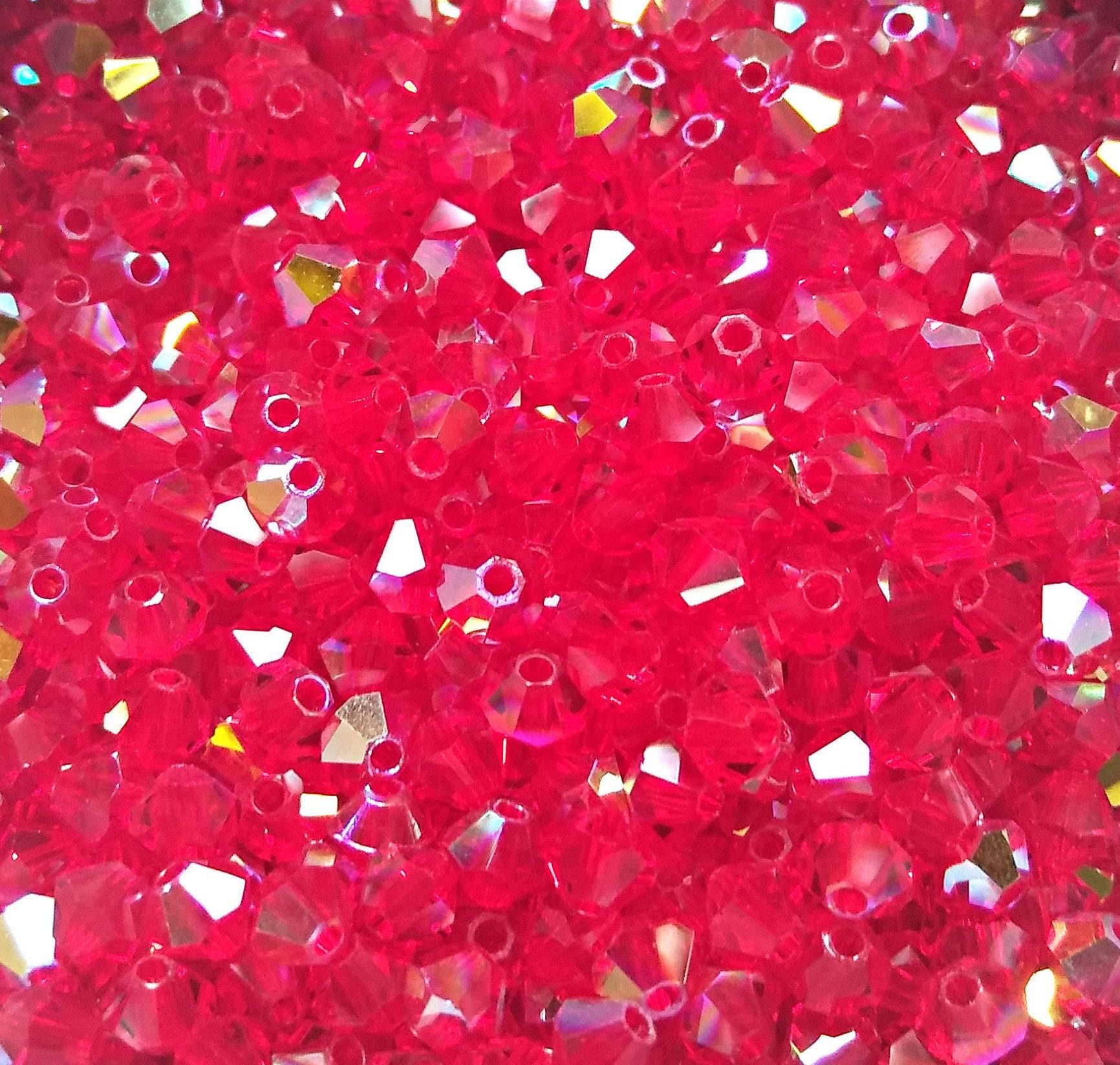 Swarovski (4mm) Light Siam AB Bicones rainbow beads 36/72/144/432/720 Pieces, PREMIUM rainbow beads, jewelry making, couture embellishments