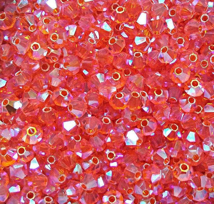 Swarovski (3/4mm) Sun AB 2X FC Bicones Rainbow Beads 36/72/144/432/720 Pieces jewelry making rare findings, embroidery materials, couture