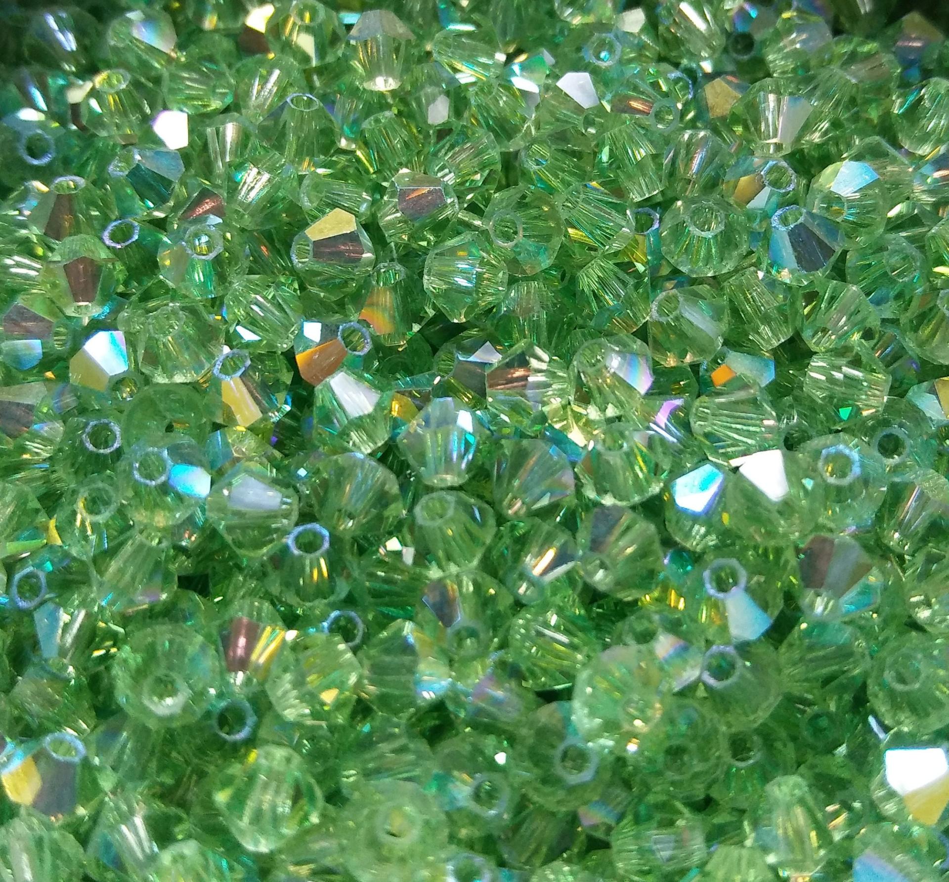 Swarovski (3/4mm) Peridot AB Bicones rainbow beads 36/72/144/432/720 Pieces rainbow beads, jewelry making, couture embellishments