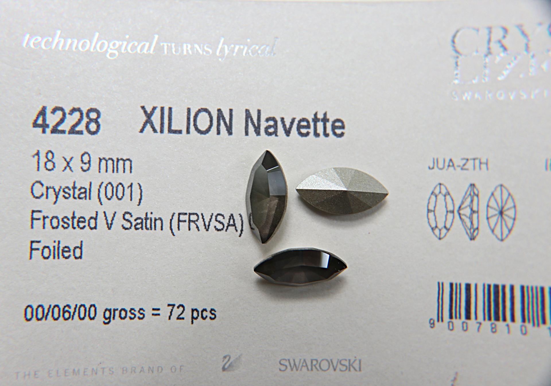 18x9 mm Swarovski #4228 Xilion Navette Crystal Frosted V Satin 2/6/24/72 Pieces gemstones opal, jewlery making, color zirconium
