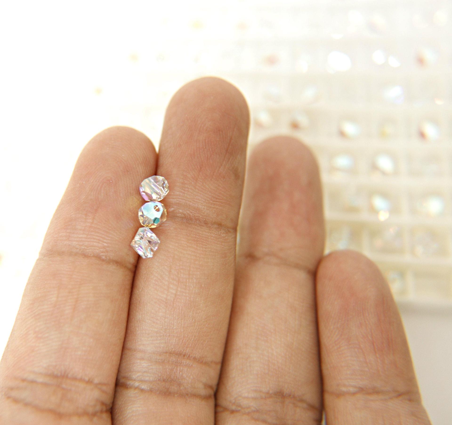 Swarovski 5603 4mm Graphic Cube Crystal 12/36/72/144/288 Pieces Crystal/AB/Golden Shadow PREMIUM MATERIALS, vintage findings, wedding