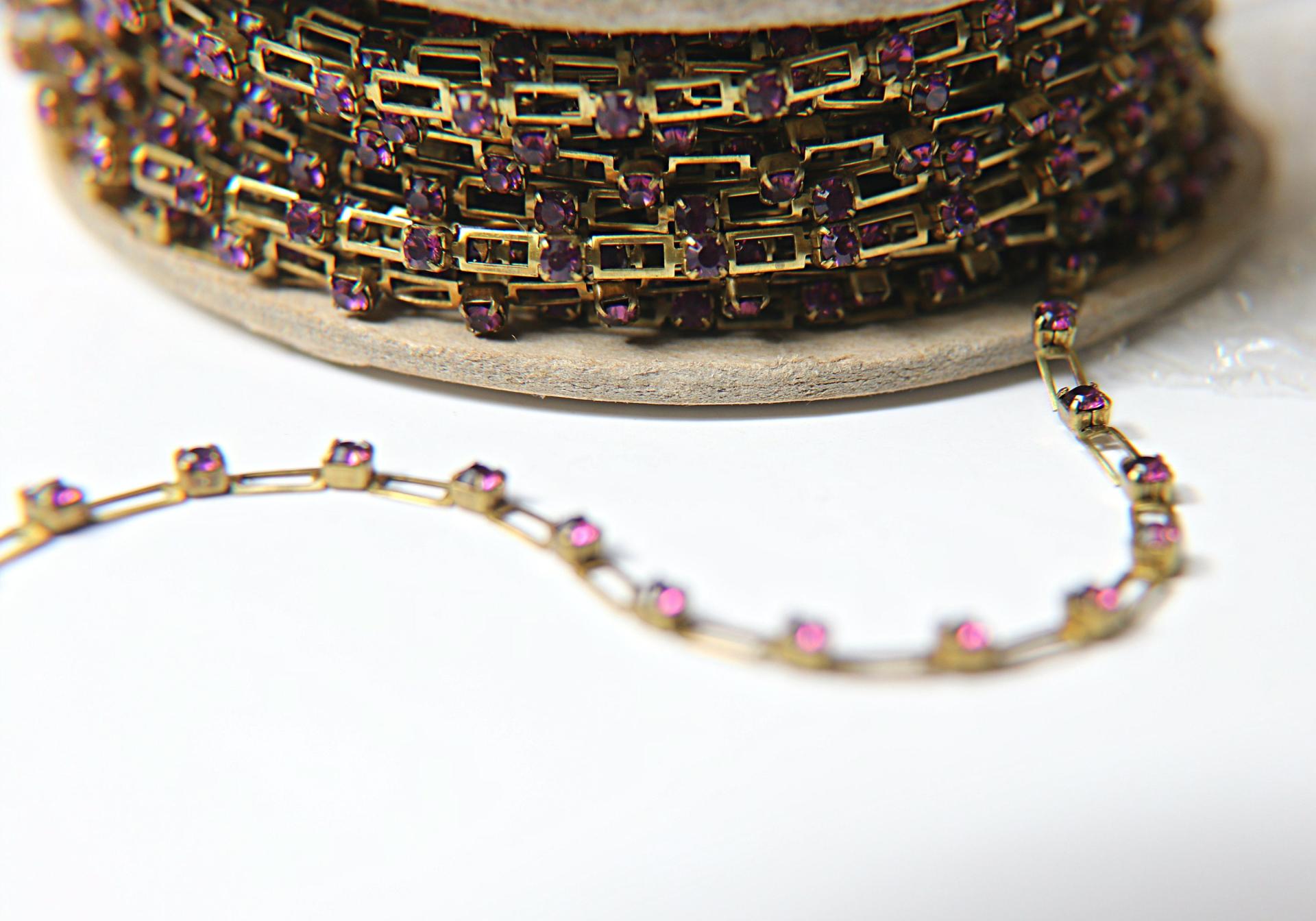 Vintage Swarovski Cupchains 272R4 - Round String 12ss in Amethyst (3mm) 0.5/1/2/5 Meters