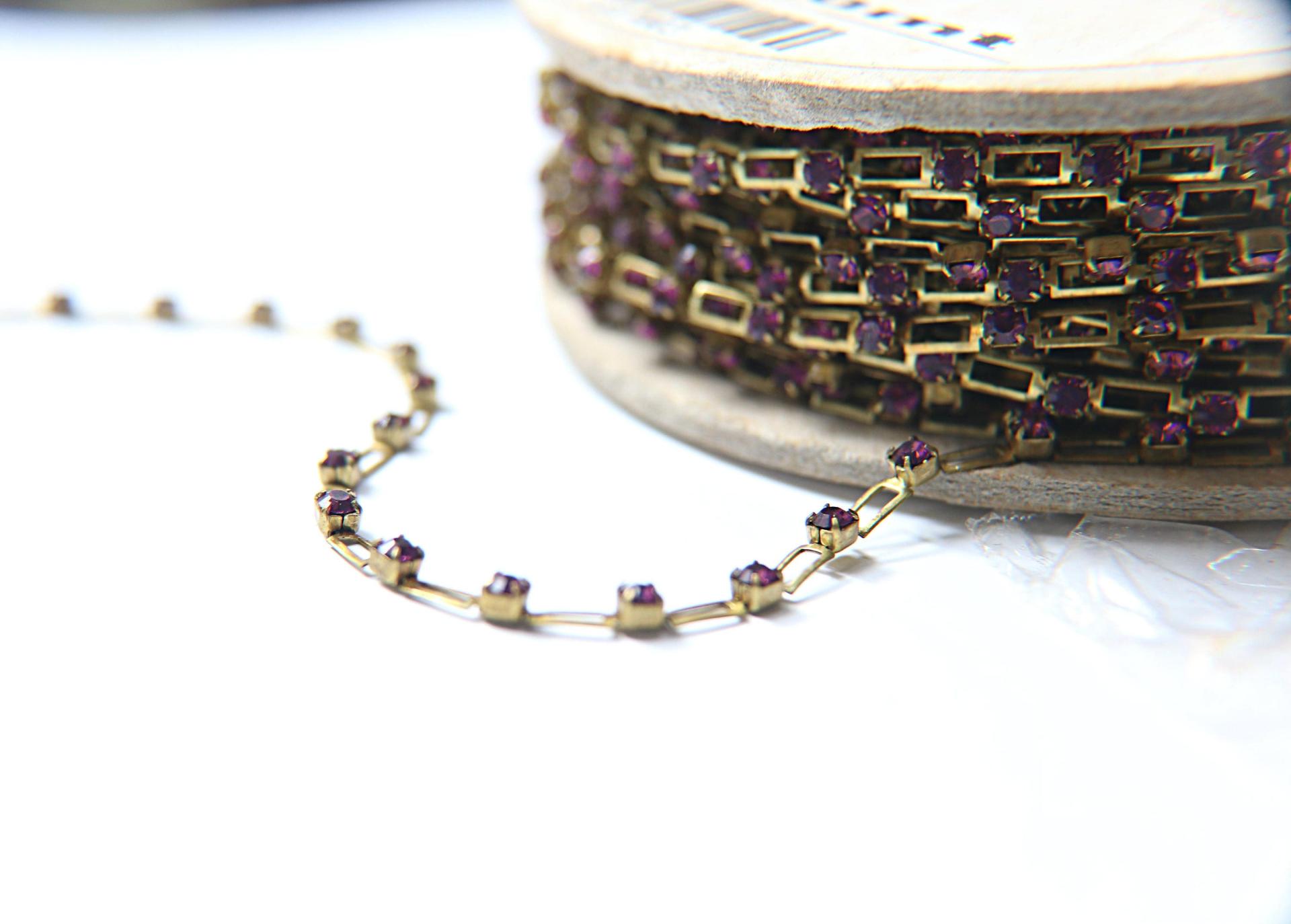 Vintage Swarovski Cupchains 272R4 - Round String 12ss in Amethyst (3mm) 0.5/1/2/5 Meters