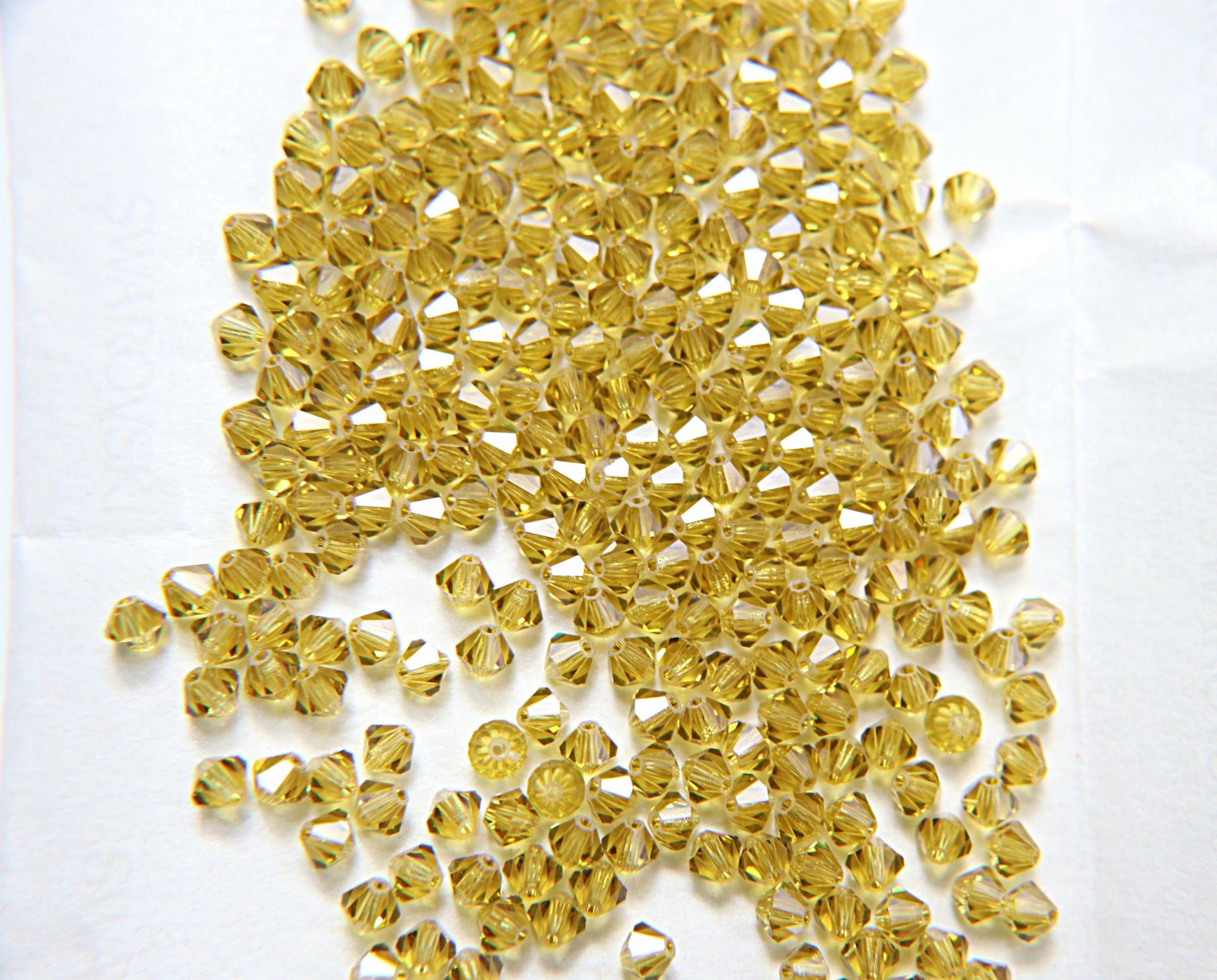4/5mm Lime Swarovski Bicone beads 12/36/72/144/432/720 Pieces VINTAGE SWAROVSKI (385) jewelry supplies, embroidery materials, craft supply