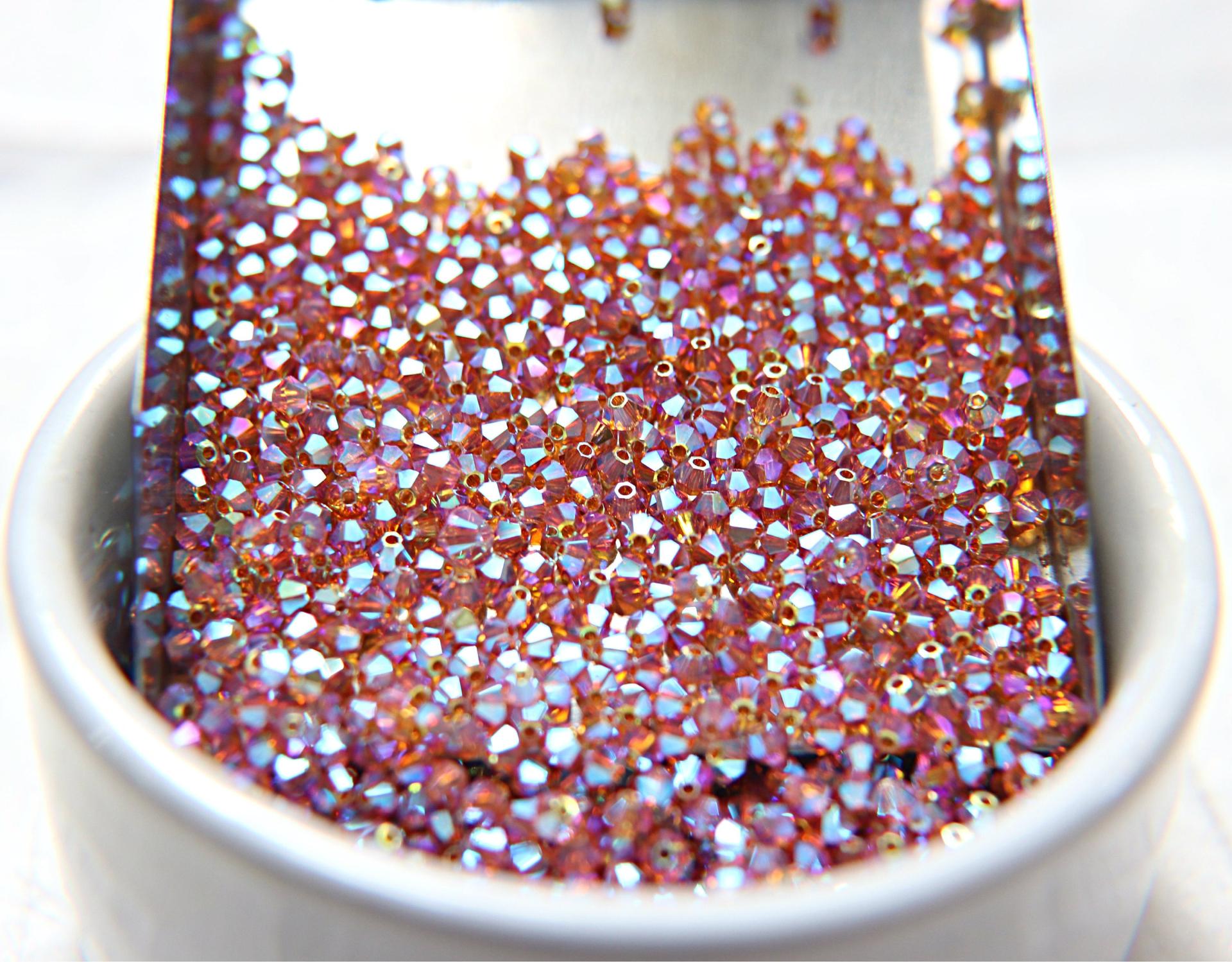Swarovski 3/4mm Topaz AB 2X FC Bicones 36/72/144/432/720 Pieces Made in Austria PREMIUM rainbow beads, jewelry making couture embellishments