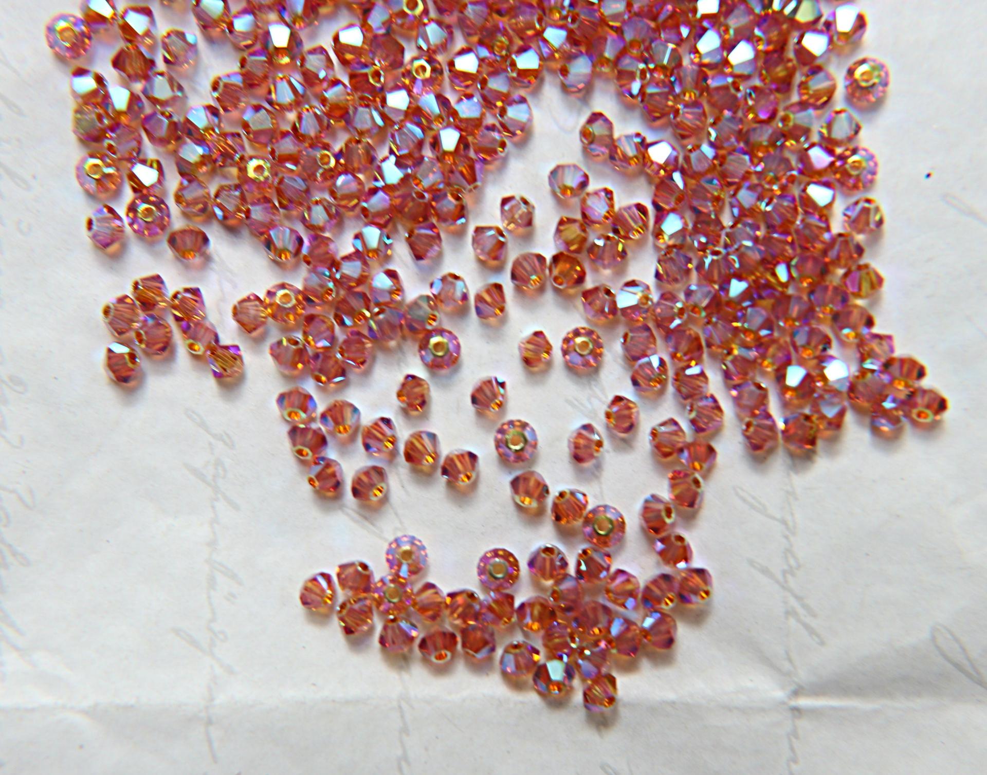 Swarovski 3/4mm Topaz AB 2X FC Bicones 36/72/144/432/720 Pieces Made in Austria PREMIUM rainbow beads, jewelry making couture embellishments