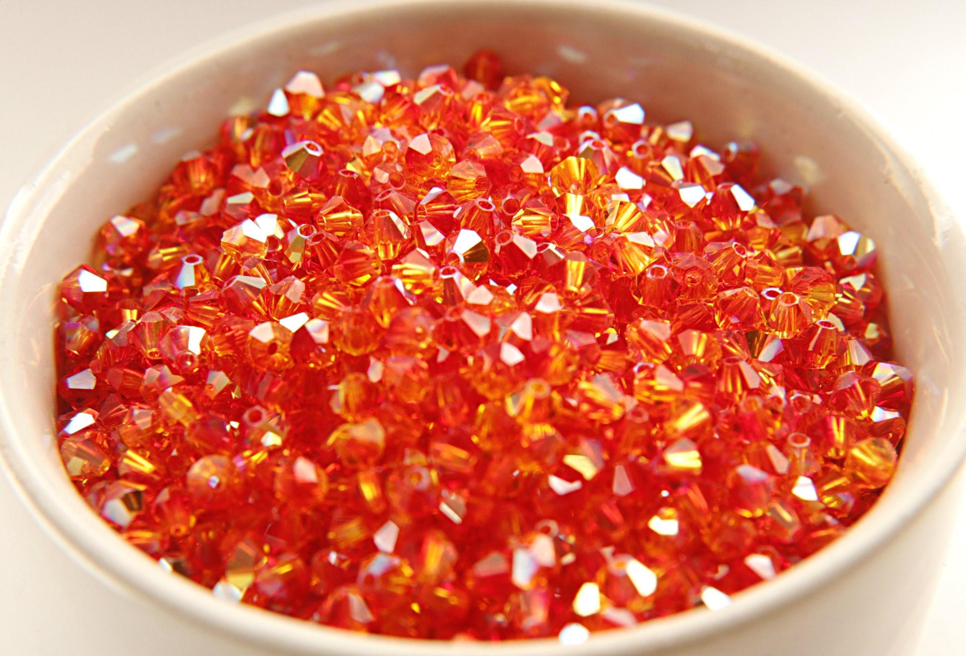 4mm Swarovski Fireopal AB Bicones beads 36/72/144/432/720 Pieces rare findings, designer beads, couture embellishments, embroidery materials