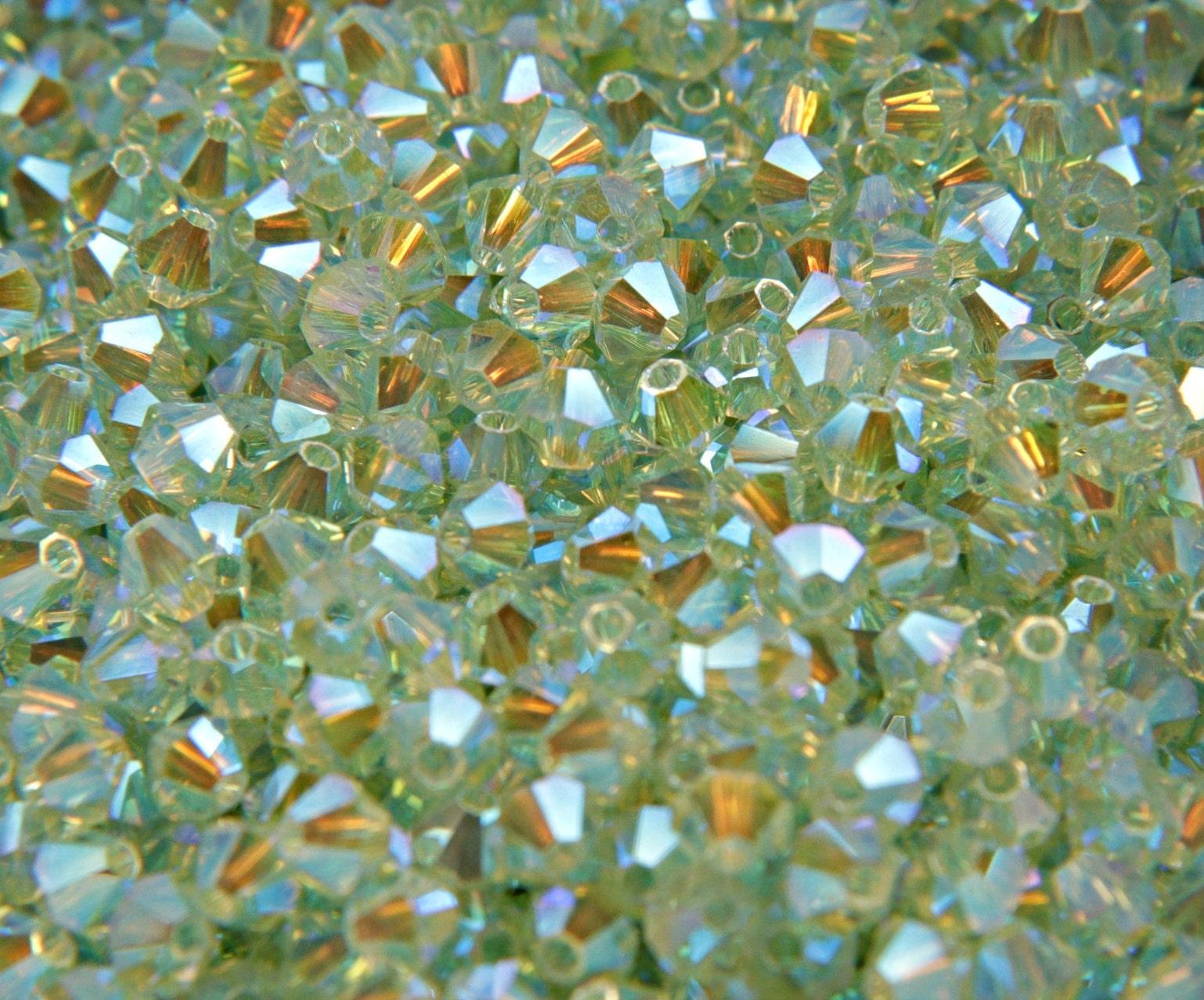 4mm Swarovski Chrysolite AB 2X FC Bicones Rainbow Crystal Beads 36/72/144/432/720 Pieces jewelry making, embroidery couture materials