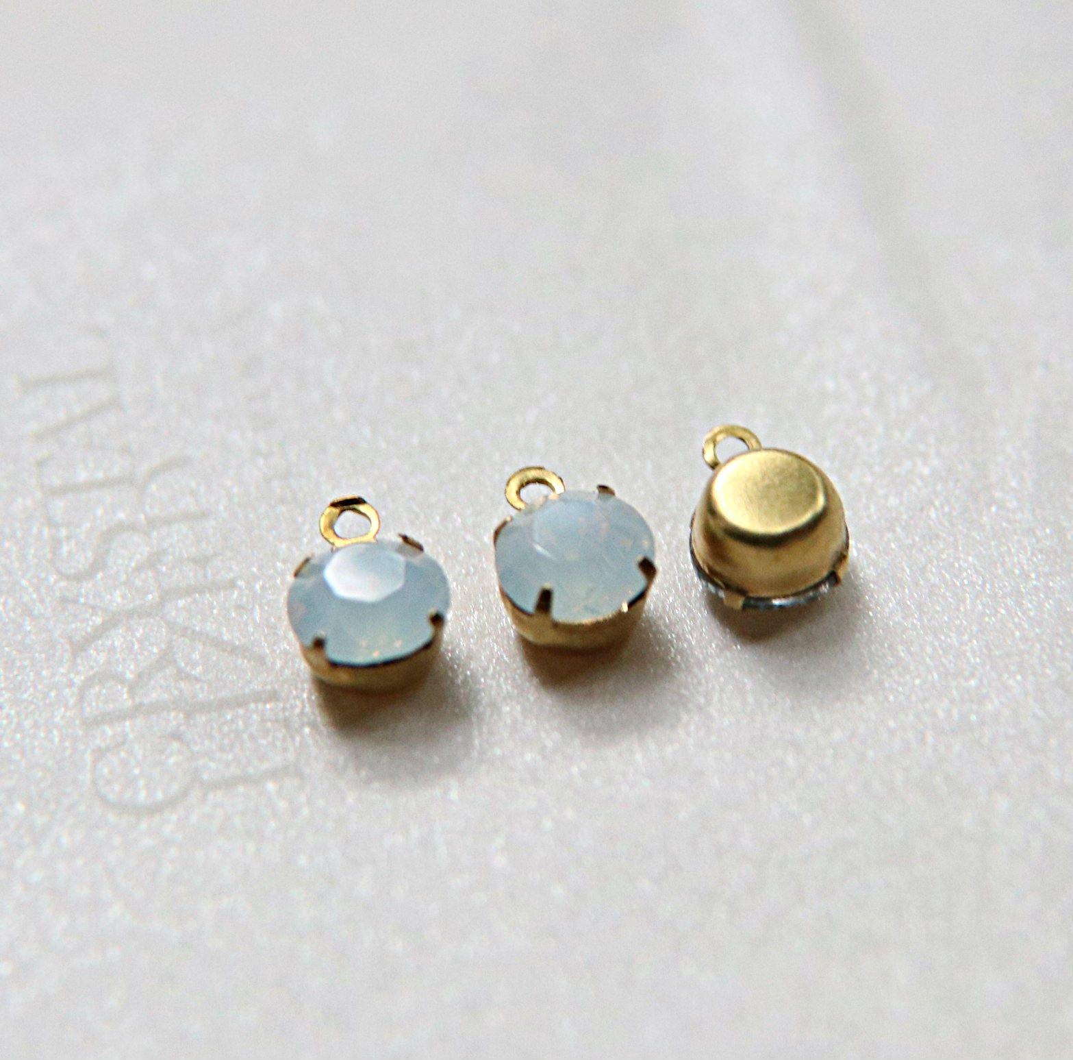 Swarovski 6mm Round setting drop one loop in White Opal (234) 28ss 12/24/100/500 Pieces jewelry supplies in Brass/Vintage Black jewel making