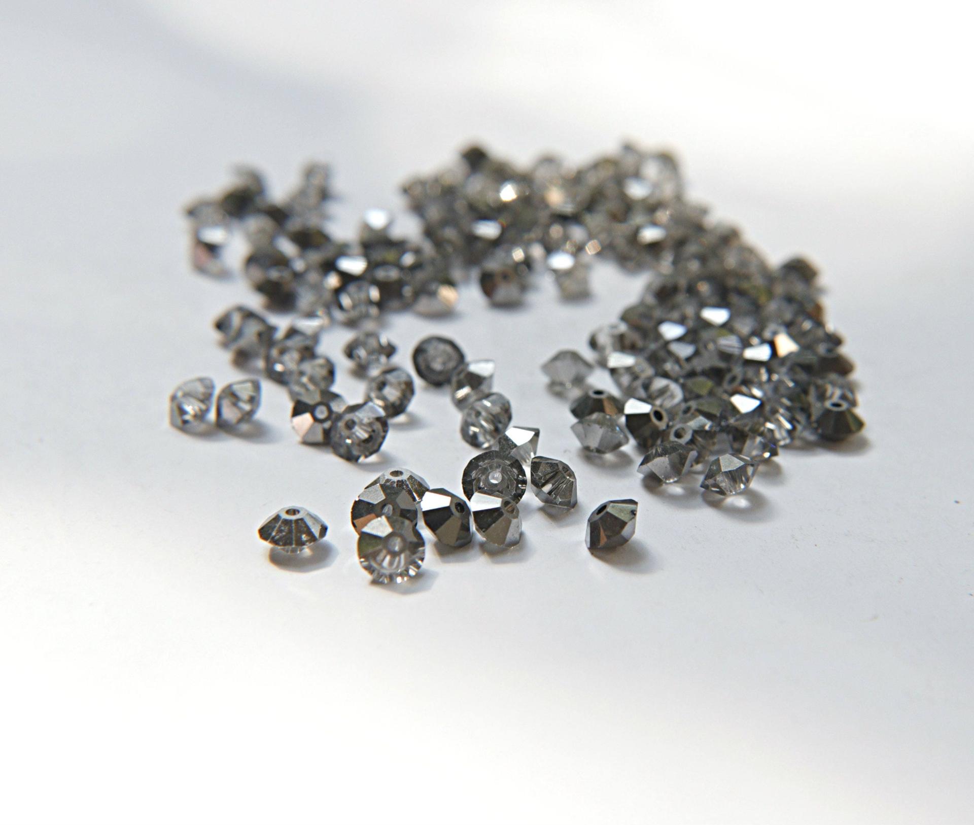 5x3mm Crystal Silvernight Preciosa Flat Bicone Spacer Beads 20/72/144/432/1000 Pieces jewelry making, vintage rare findings, premium beads
