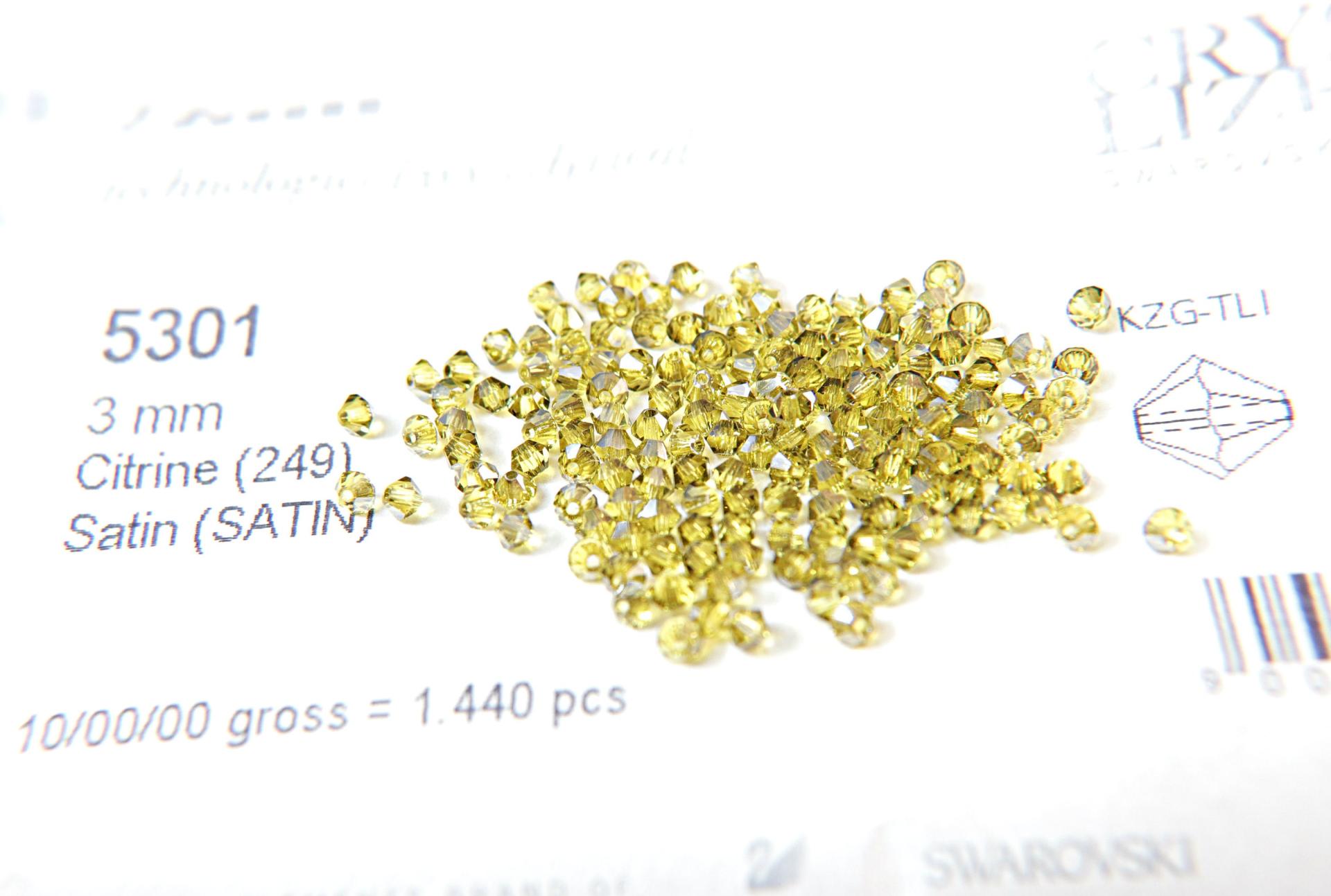 3mm Citrine Satin Swarovski Bicone beads 36/72/144/432/720 Pieces Jewelry findings, embroidery materials, jewelry making, craft supplies