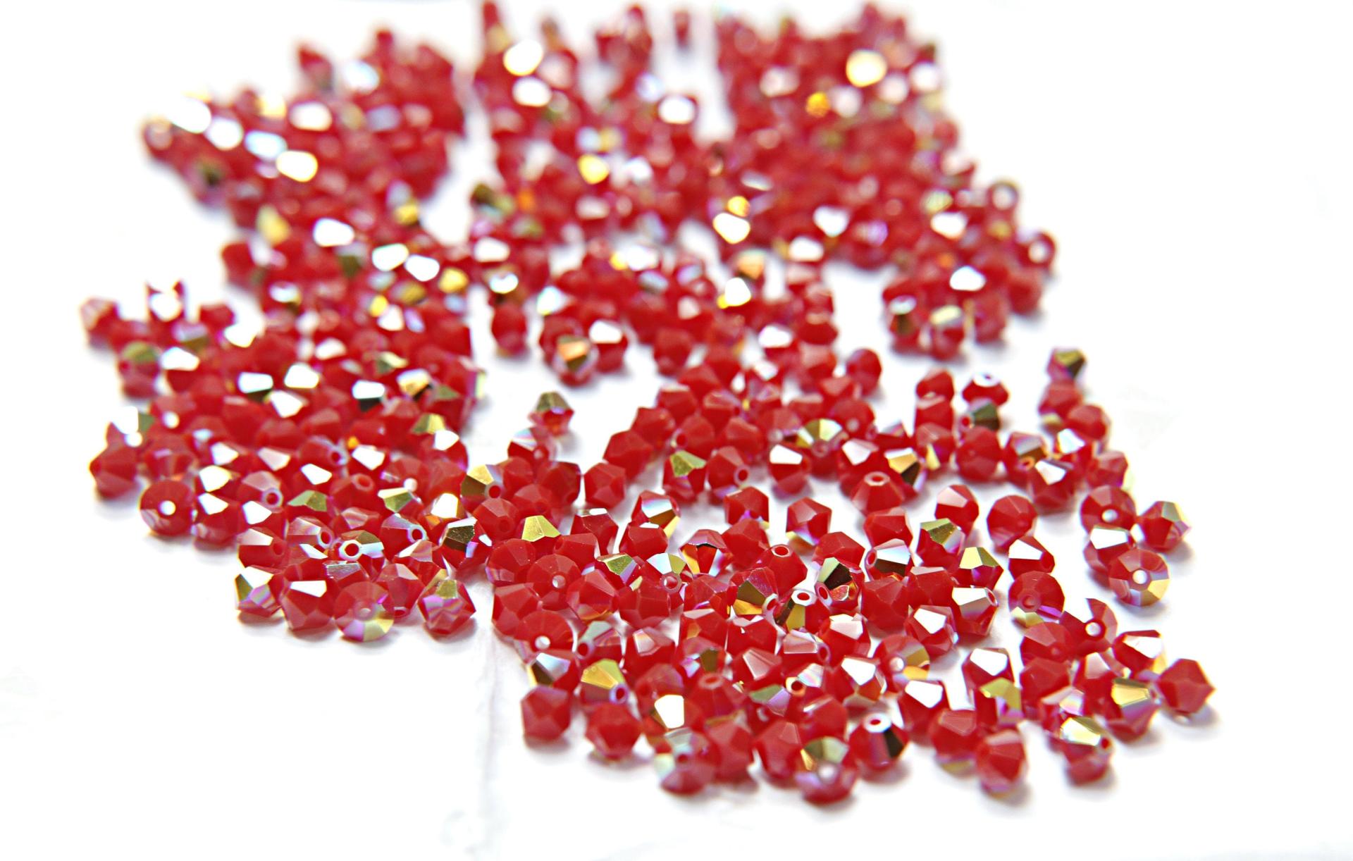 4mm Dark Red Coral Aurore Boreale Swarovski Bicone beads Cuts 36/72/144/432/1000 Pieces jewelry making materials
