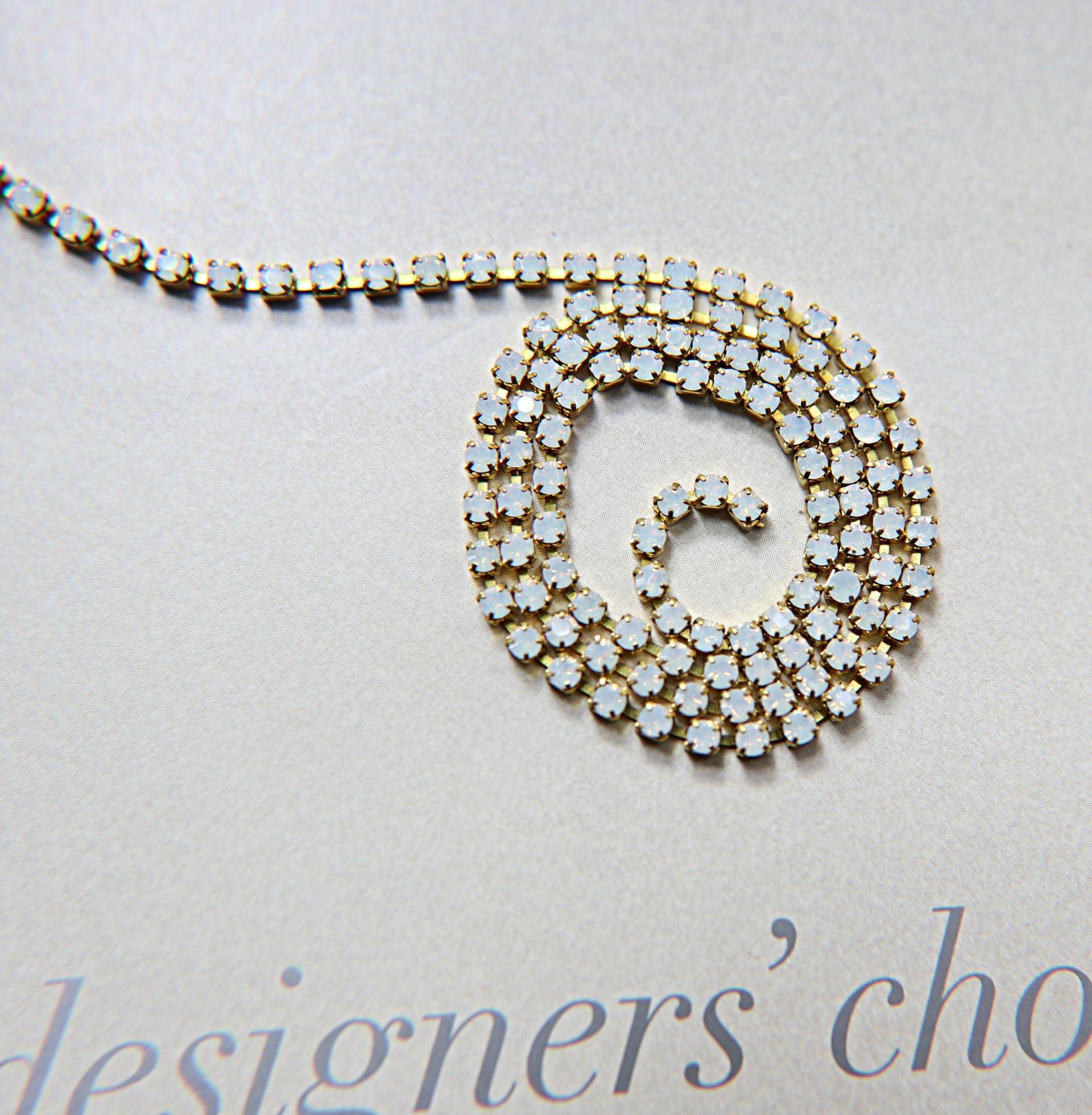 14PP Rhinestone Chain Swarovski White Opal 2mm (0.5/1/2/5 meters) Wedding Bridal Supplies|Jewelry Making|Decoration, vintage findings, rare
