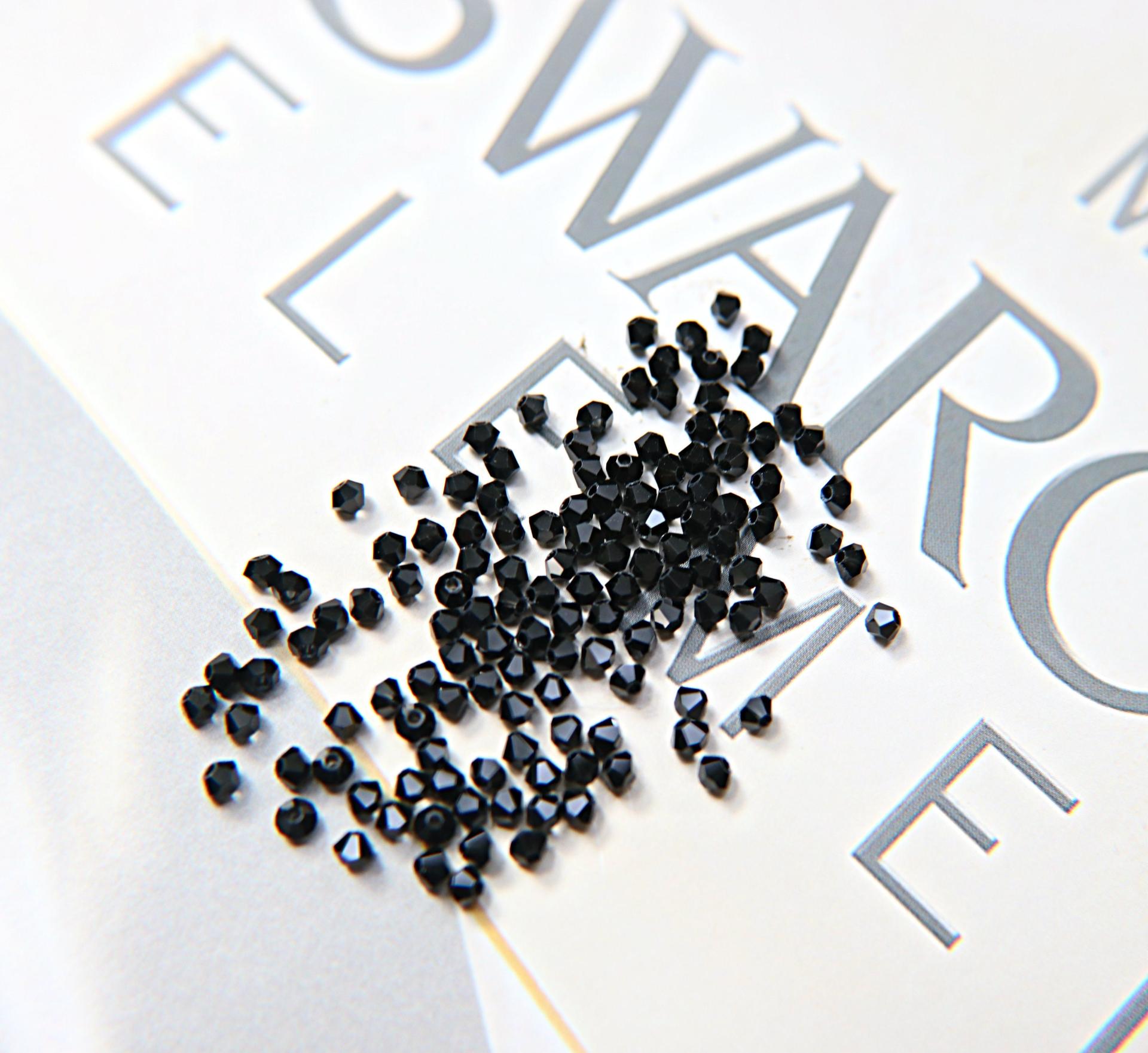 4/5mm Jet Black Swarovski Bicone 25/50 Gross (280) Jewelry making beads, embroidery materials, crystal black