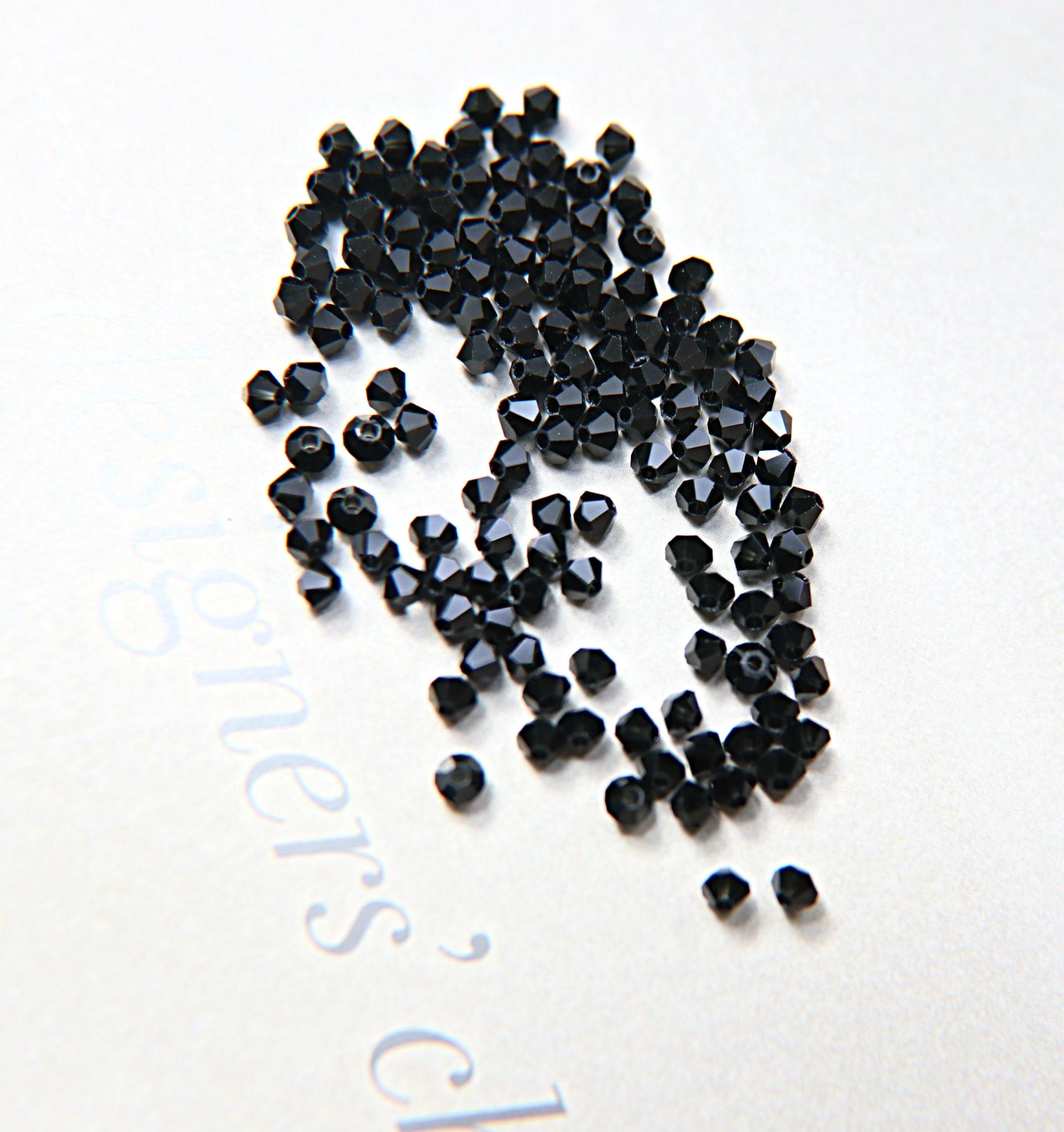 3mm Jet Black Swarovski Bicone Beads 36/72/144/432/720 Pieces (280) Jewelry findings, embroidery materials, jewelry making, craft supplies