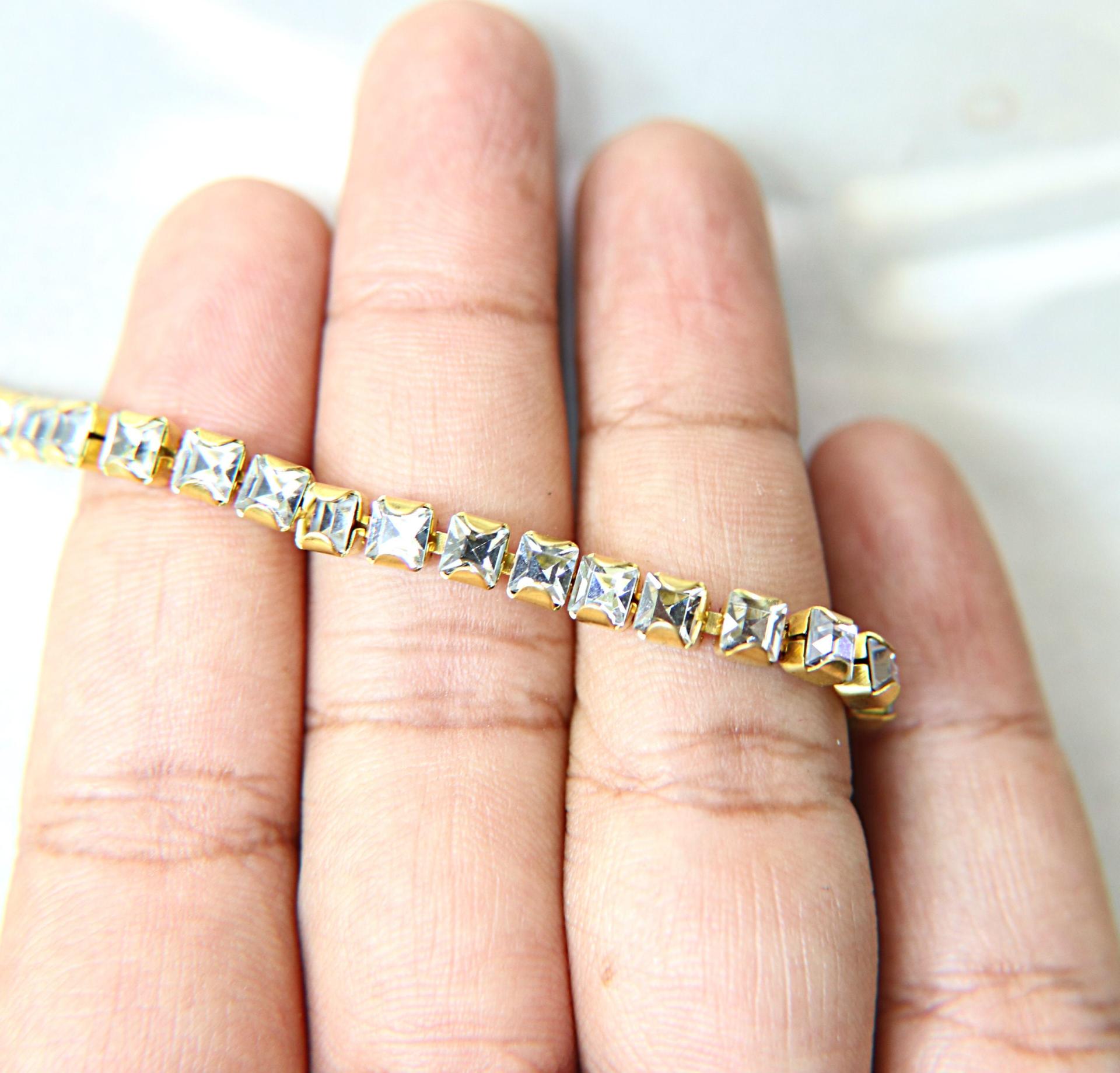 4mm Square Preciosa fancy Rhinestone Chain in Crystal 0.5/1 Meter Wedding Bridal Supplies|Jewelry Making|Decoration