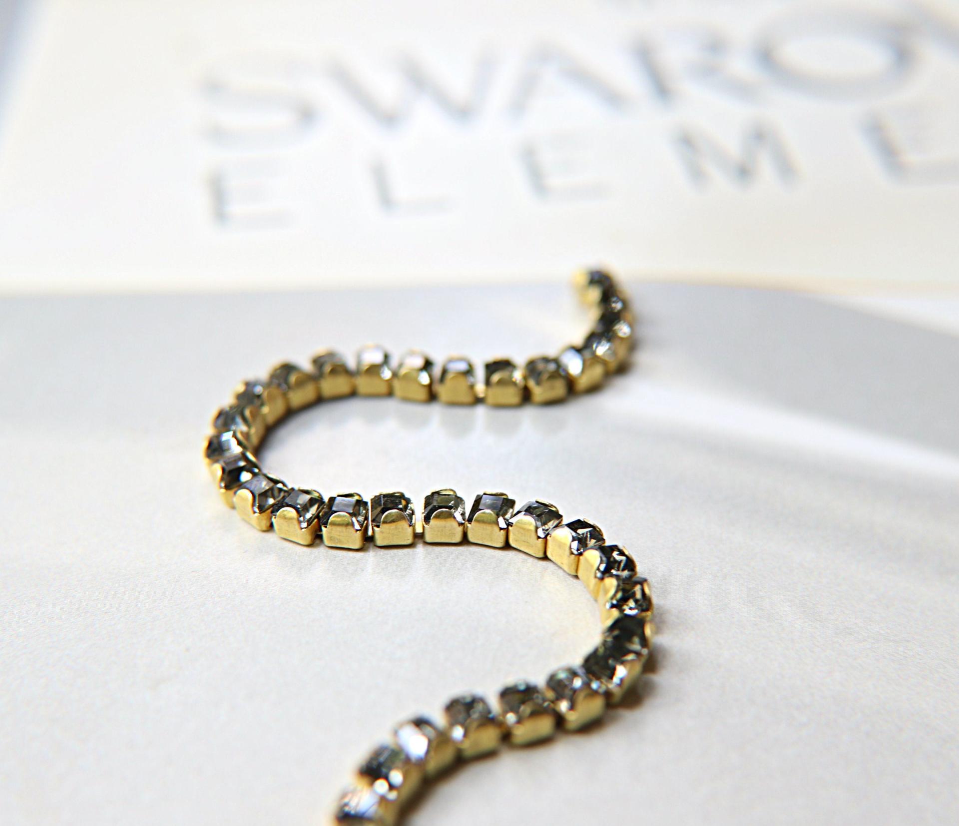4mm Square Swarovski fancy Rhinestone Chain in Black Diamond 0.5/1 Meter Brass/Vintage Black Settings Wedding Bridal Supplies|Decoration