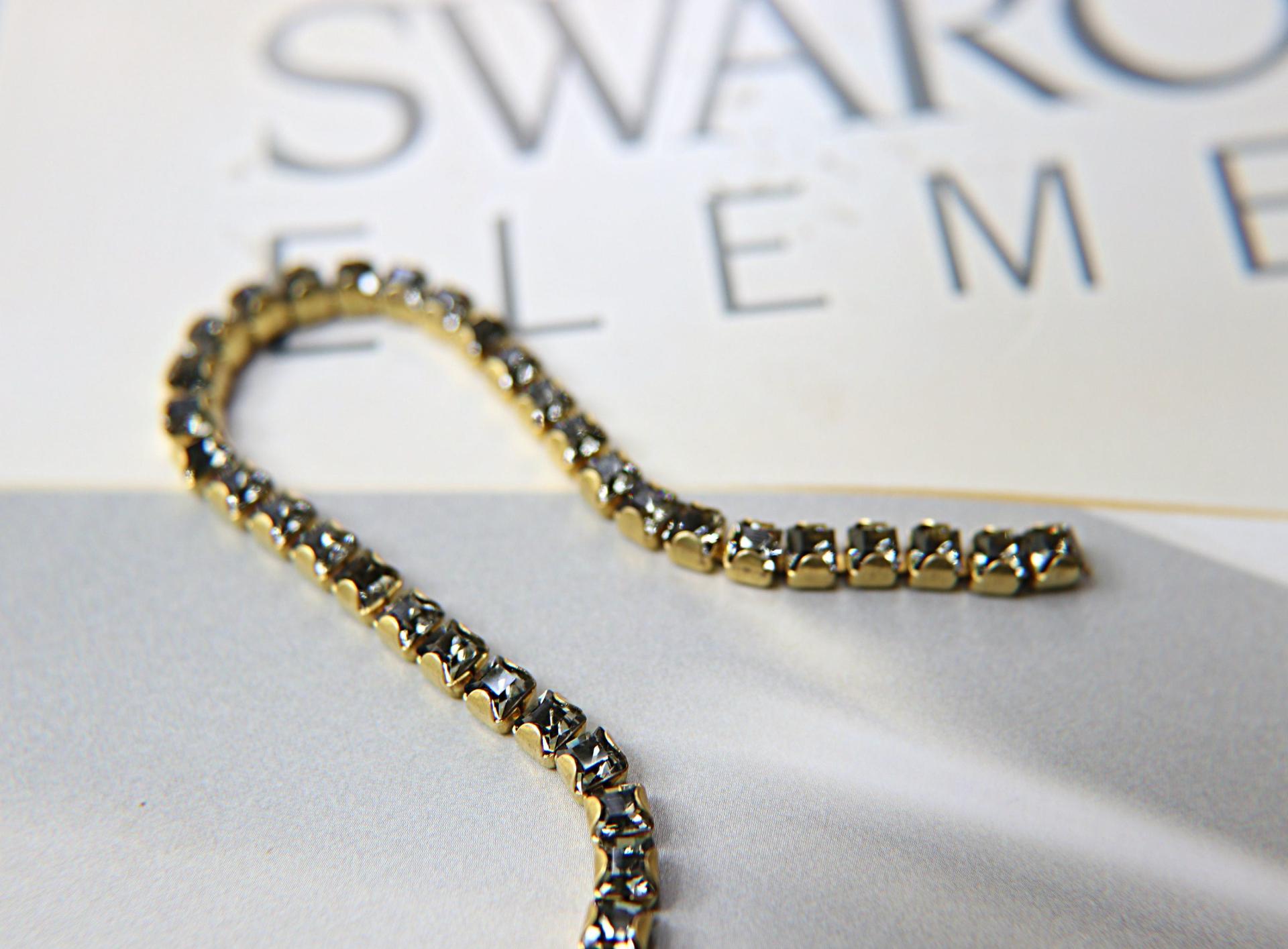 4mm Square Swarovski fancy Rhinestone Chain in Black Diamond 0.5/1 Meter Brass/Vintage Black Settings Wedding Bridal Supplies|Decoration