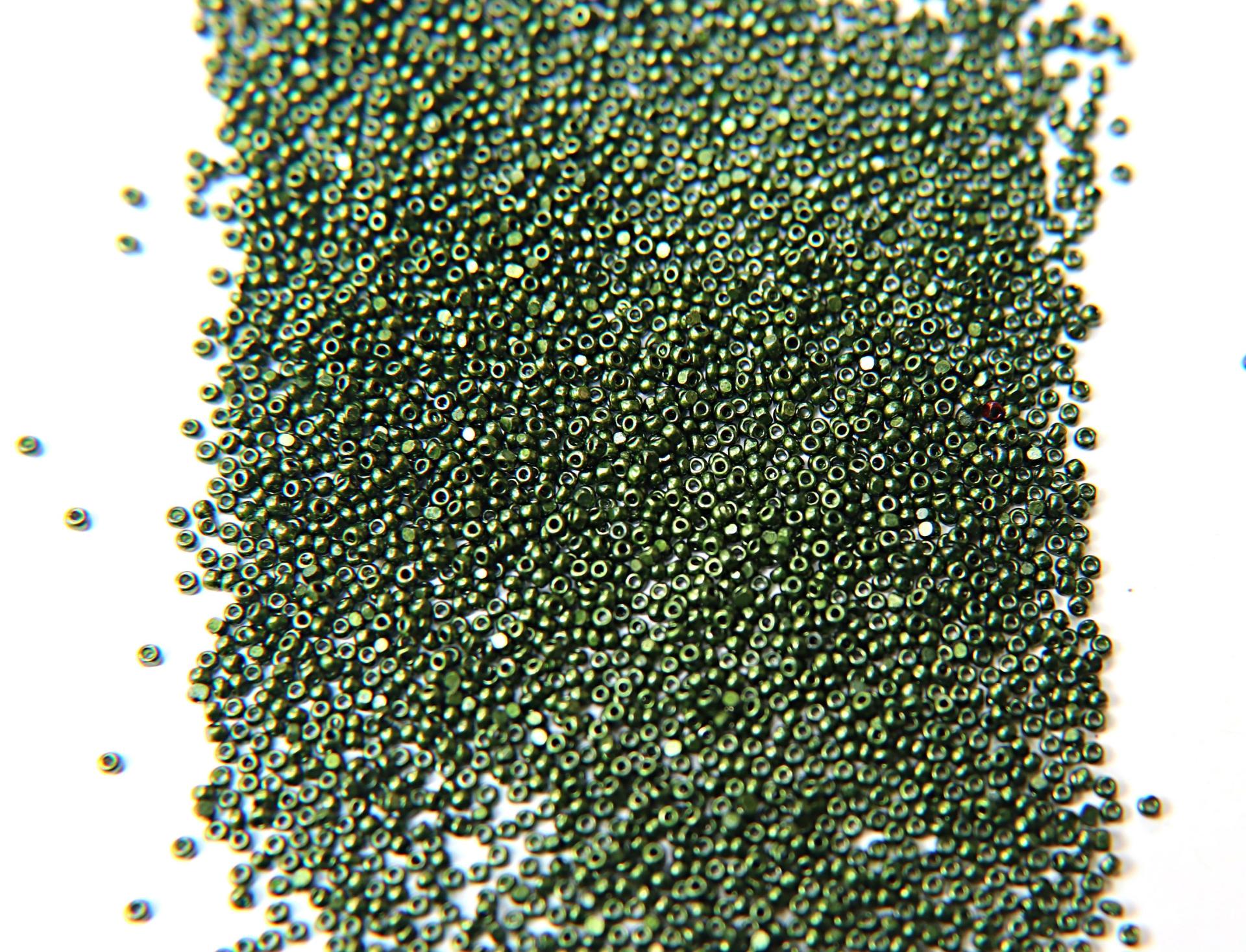 13/0 Charlotte Cut Beads Metallic Fern Green 5/10/20/50/250/500 Grams craft supplies, jewelry making, embroidery materials, vintage beads