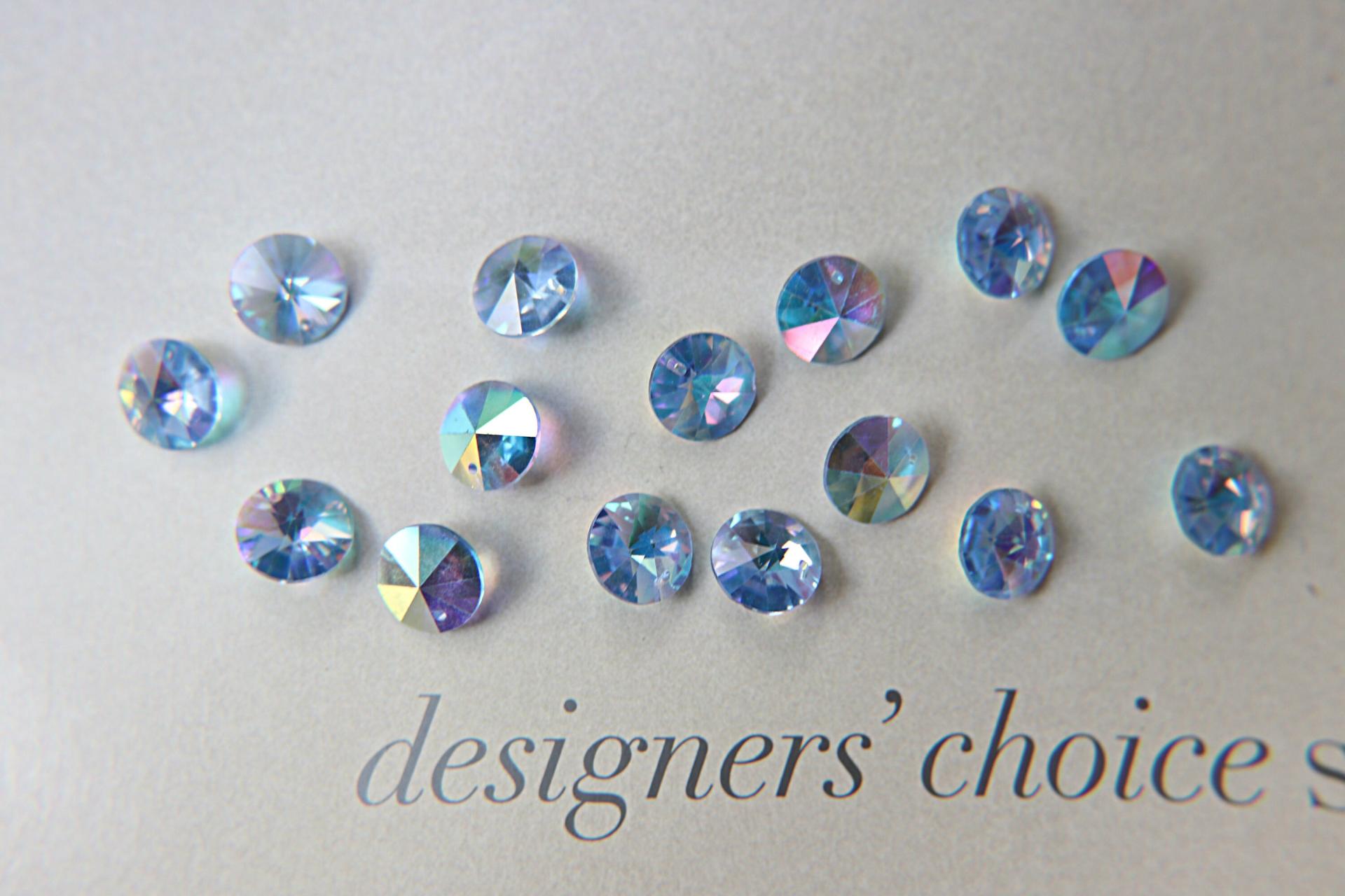 10mm SWAROVSKI 6428 Rivoli Crystal Pendant Beads in Light Sapphire AB 2/4/24/72/144 Pieces drops embellishments, vintage premium findings