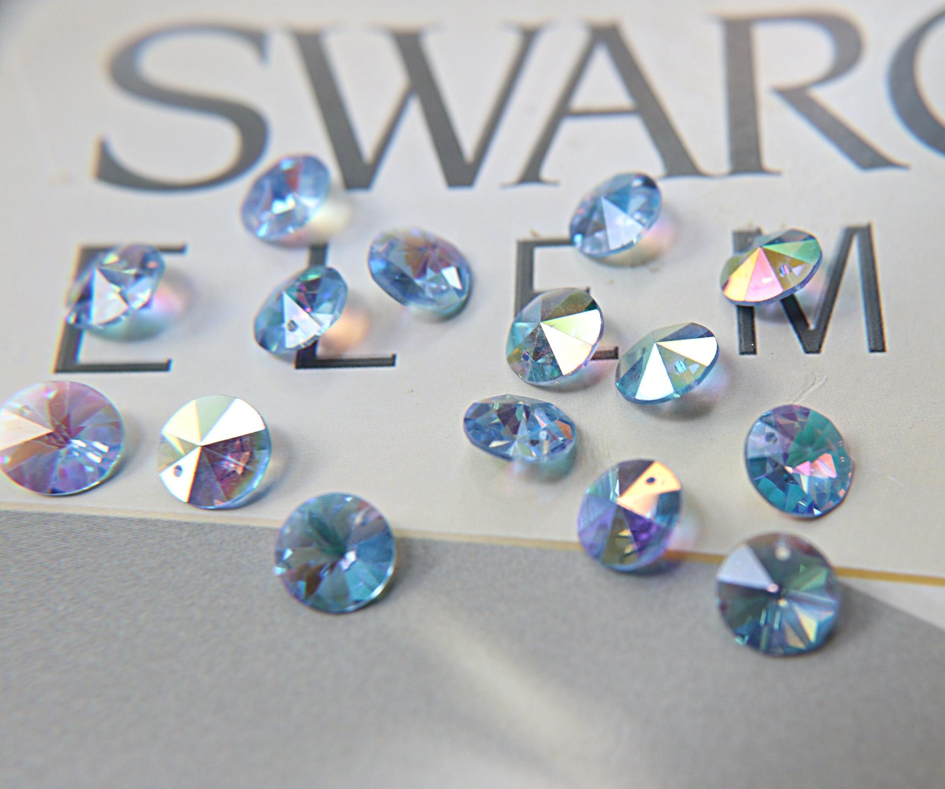 10mm SWAROVSKI 6428 Rivoli Crystal Pendant Beads in Light Sapphire AB 2/4/24/72/144 Pieces drops embellishments, vintage premium findings