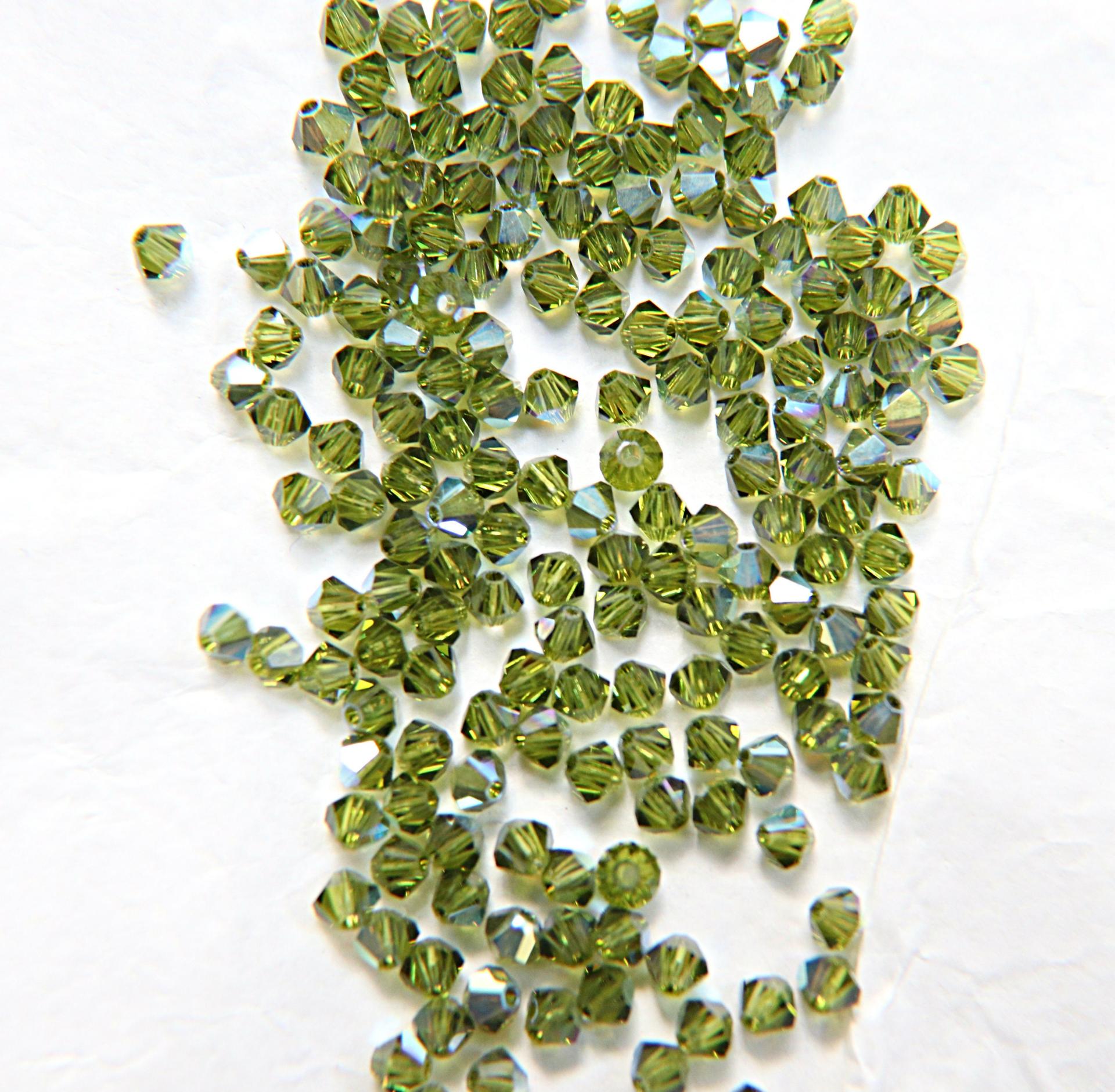 3/4mm Swarovski Olivine AB Bicones beads rainbow 36/72/144/432/720 Pieces (228) rainbow beads, jewelry making, couture embellishments