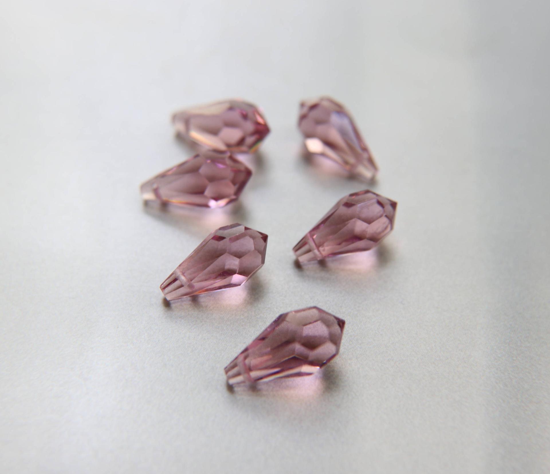Vintage Czech Light Amethyst crystal Drops 18 x 9 MM Fancy Crystal drops 3/12/36 Pieces