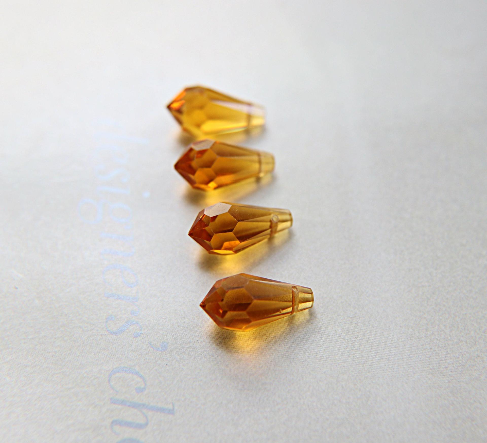 Vintage Czech Topaz crystal Drops 18x9 MM Fancy Crystal drops 3/12/36 Pieces