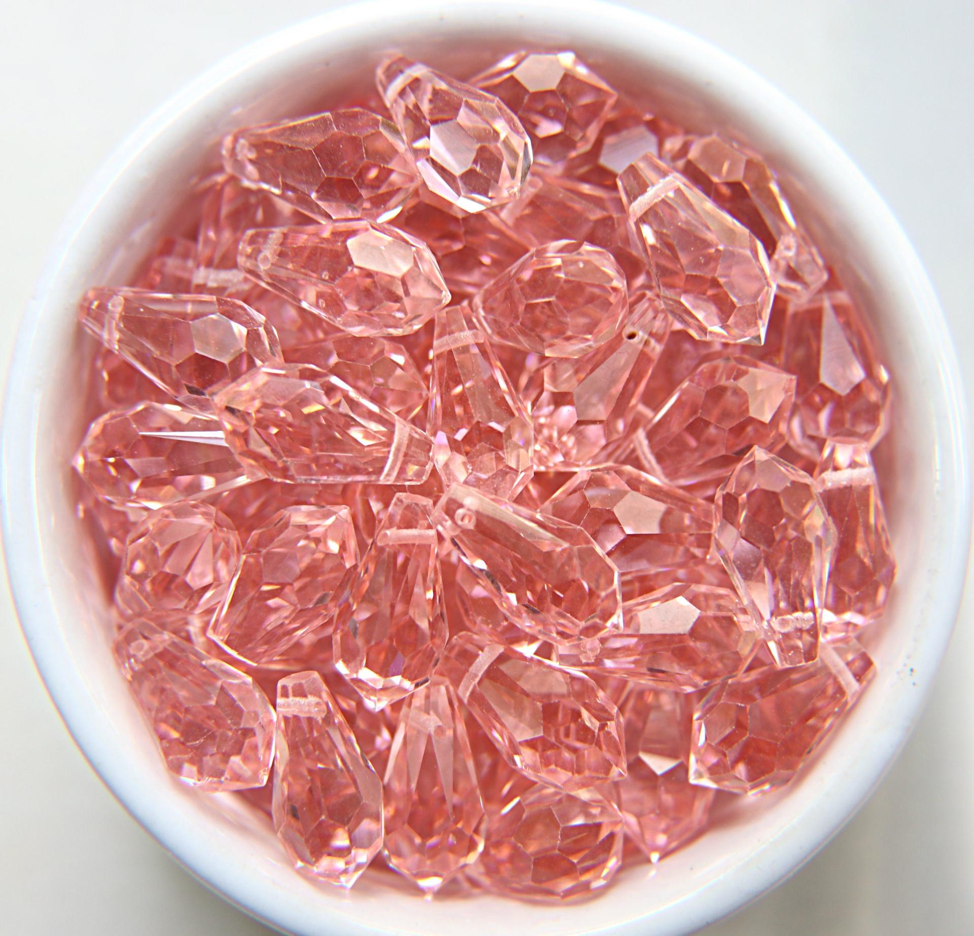 Vintage Czech Blush Rose crystal Drops 18x9 MM Fancy Crystal drops 3/12/36 Pieces